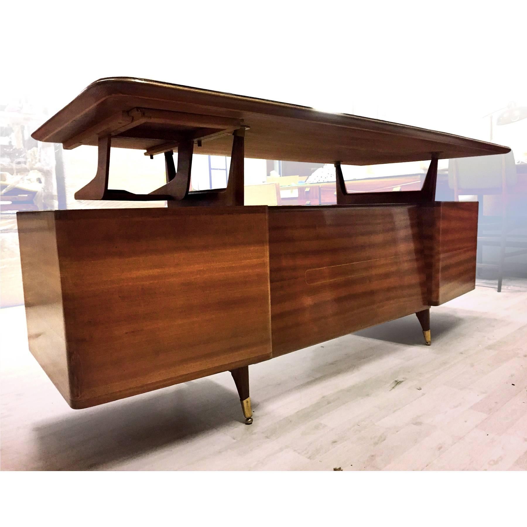 Italian Mid-Century Mahogany Executive Desk by La Permanente Mobili Cantù, 1950s 2