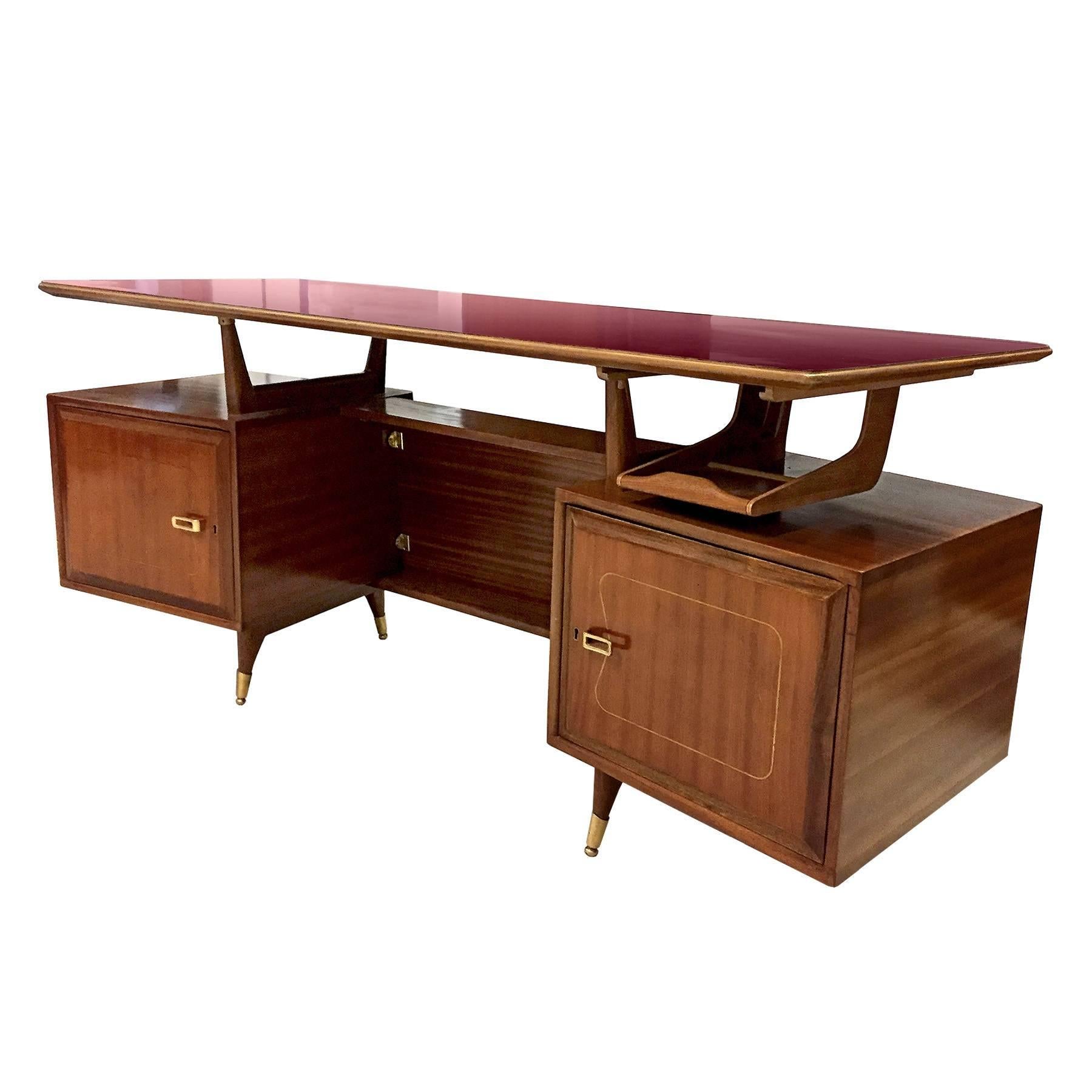 Italian Mid-Century Mahogany Executive Desk by La Permanente Mobili Cantù, 1950s