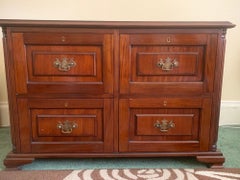 Italian Mahogany Filing Cabinet with Tooled Leather Slides