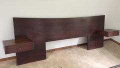 Italian Mahogany Headboard with Side Tables by Singer and Sons