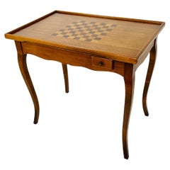Table de jeu italienne en acajou marqueté à plateau rabattable