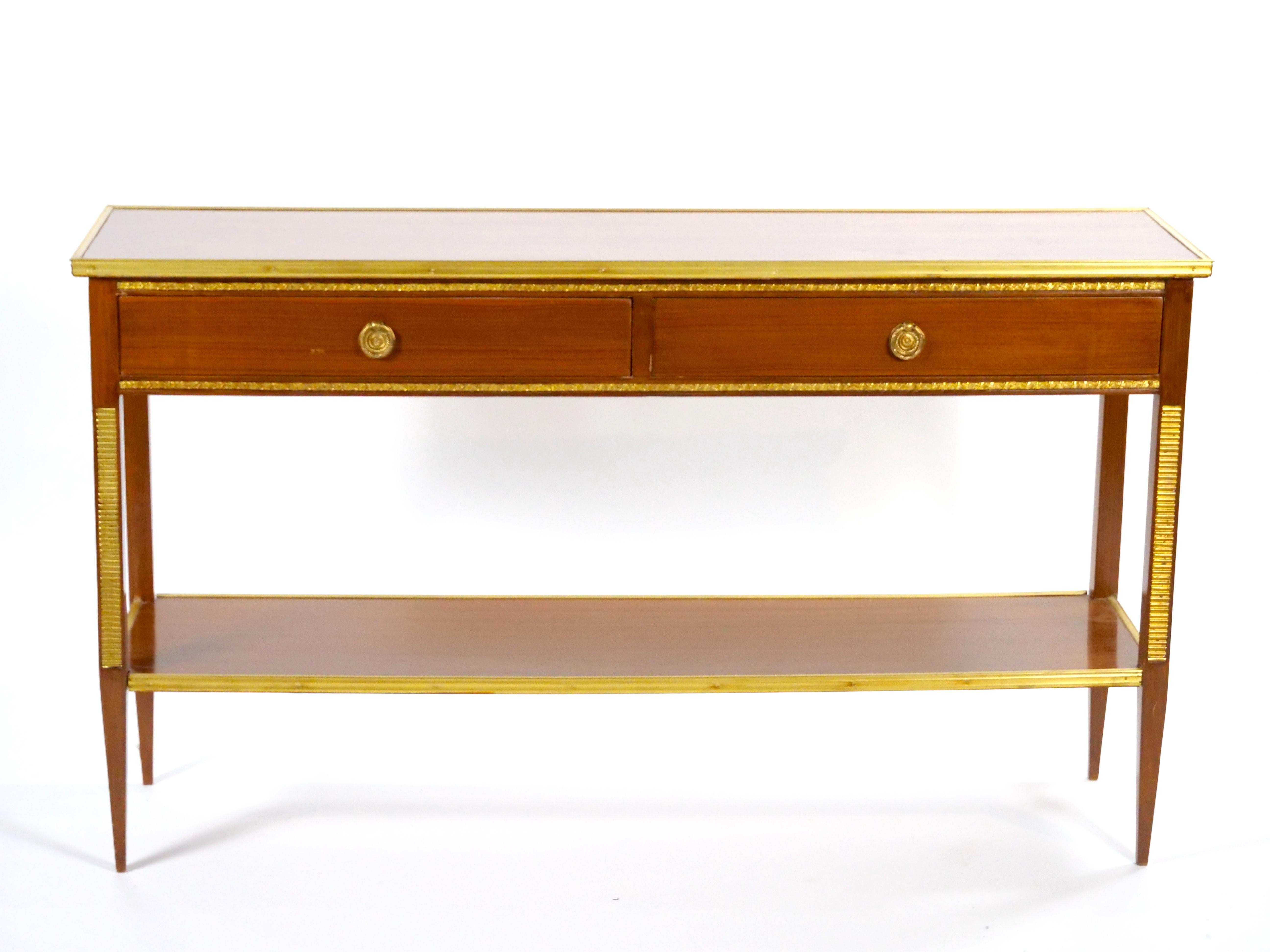 Néoclassique Table de salle / serveur en bois d'acajou / parcellaire doré de style néoclassique italien en vente
