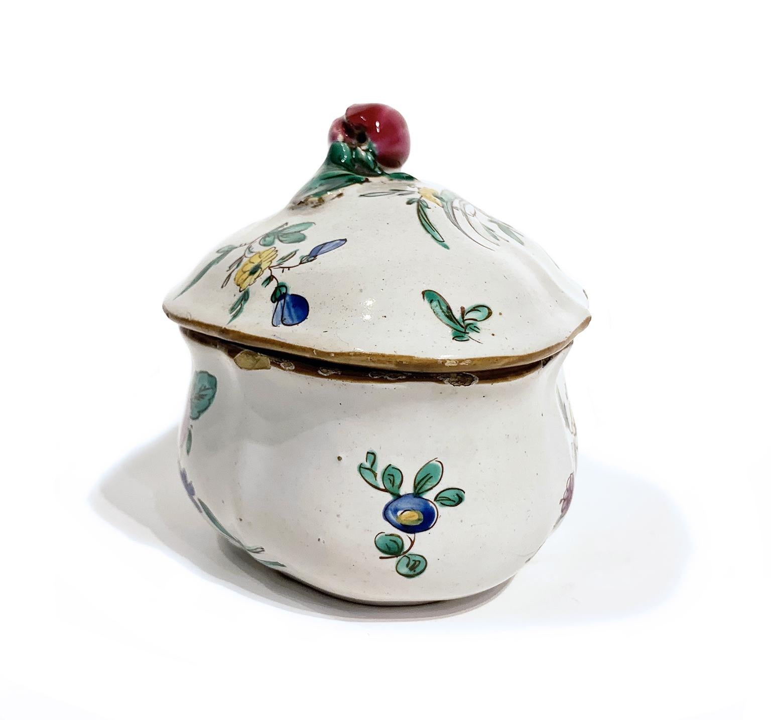 Rococo Italian Maiolica Ancient Sugar Bowl, Lodi, 1770-1780 For Sale