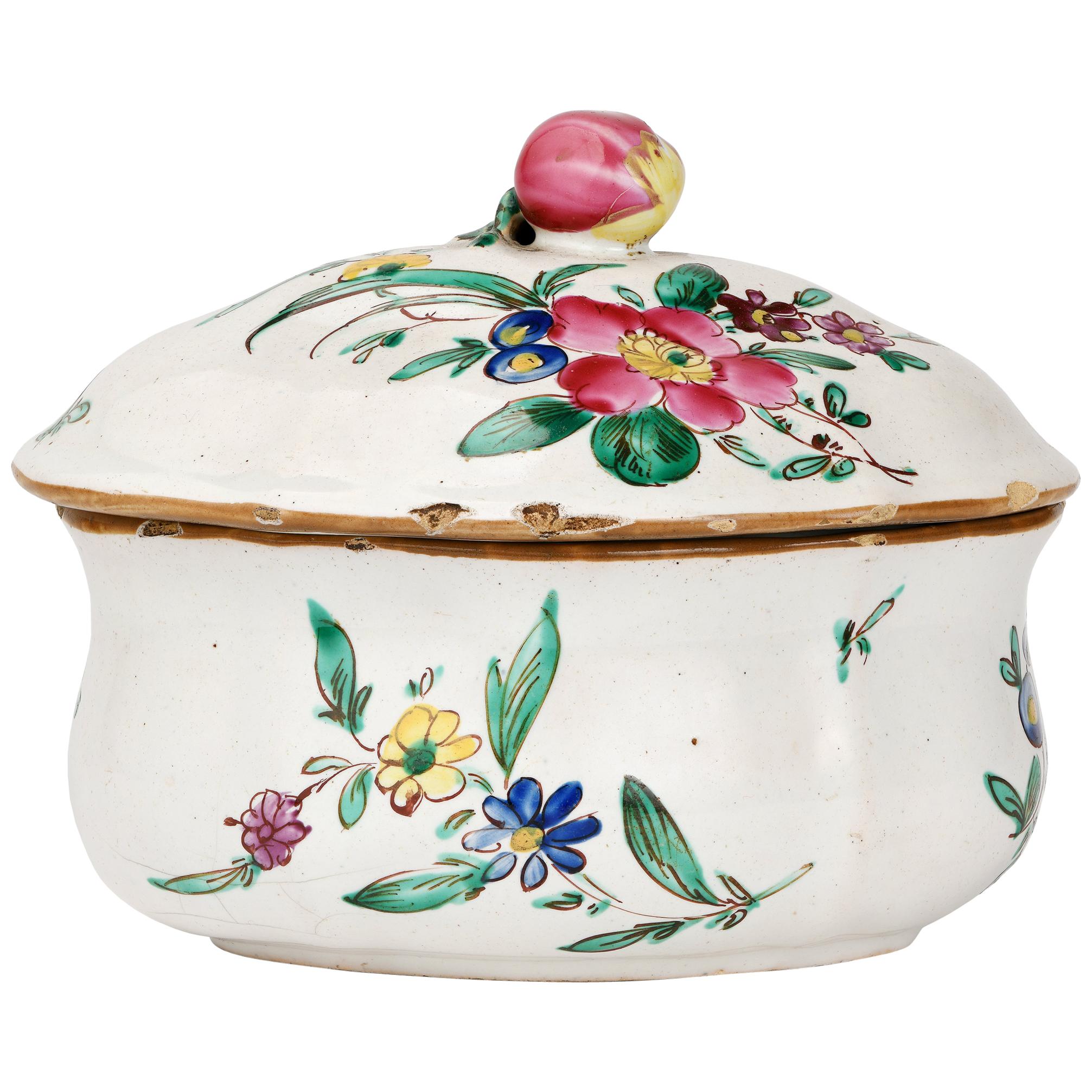 Italian Maiolica Ancient Sugar Bowl, Lodi, 1770-1780 For Sale