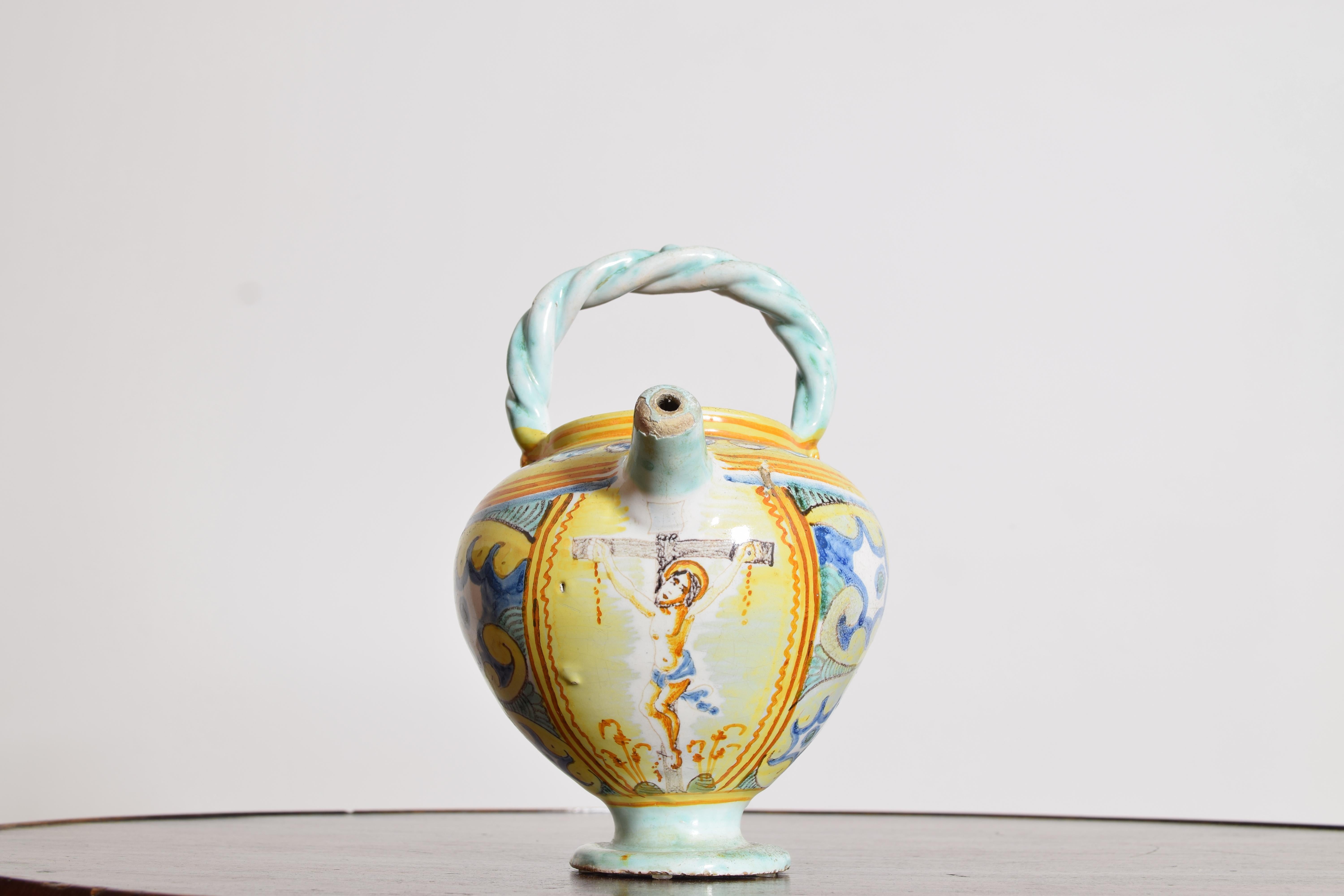 Italiano Vaso con piede in maiolica italiana, XVIII secolo in vendita