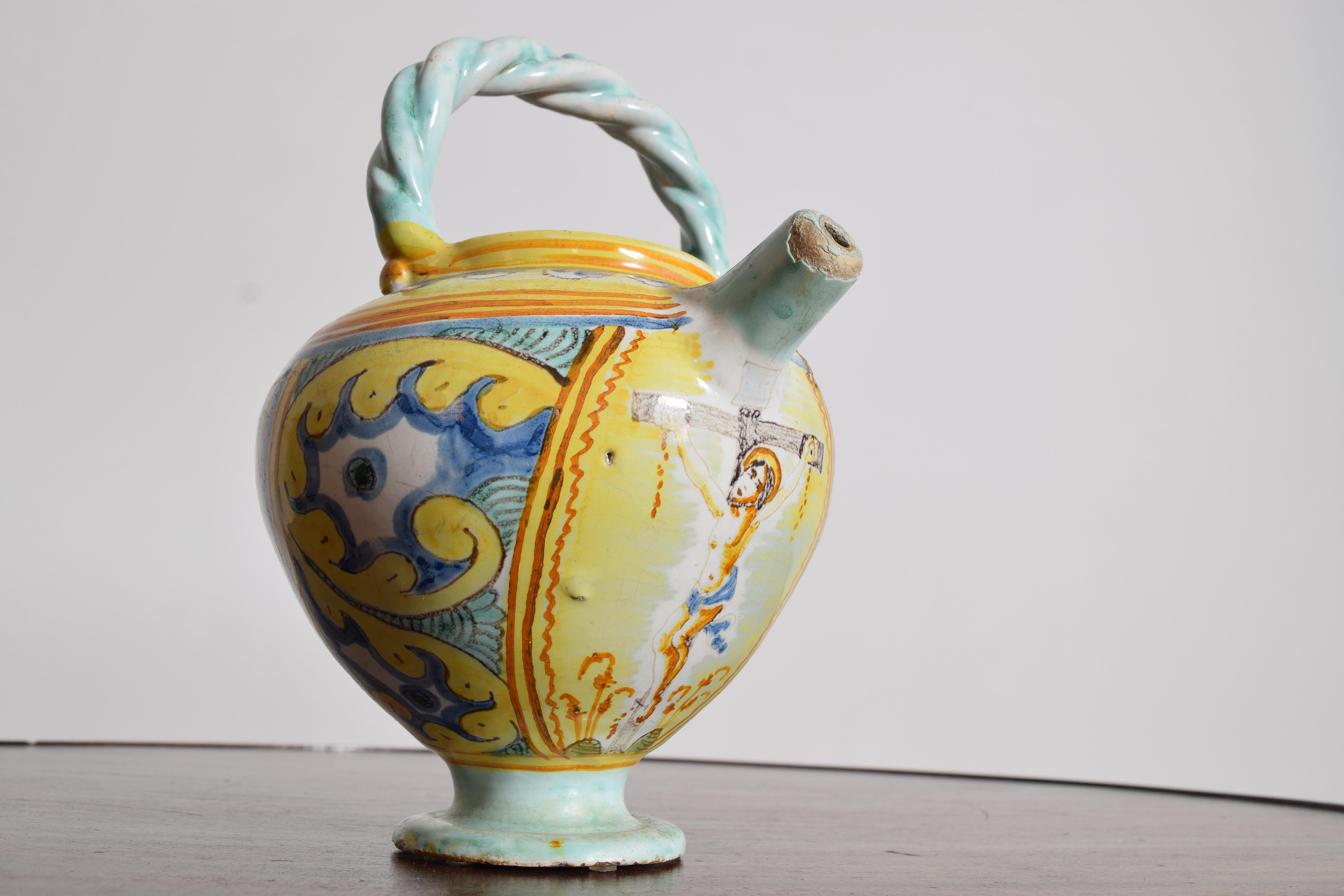 Smaltato Vaso con piede in maiolica italiana, XVIII secolo in vendita