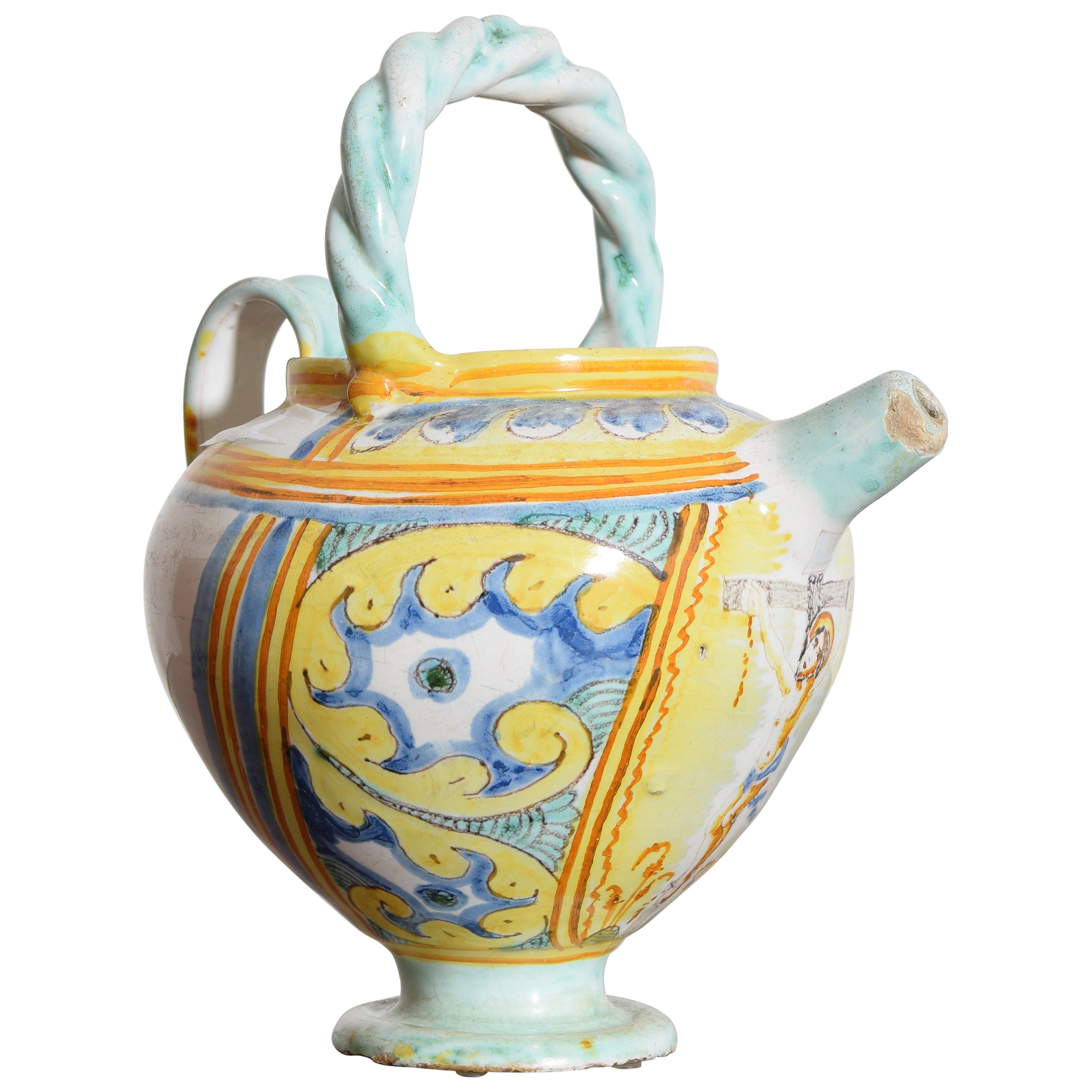 Vaso con piede in maiolica italiana, XVIII secolo