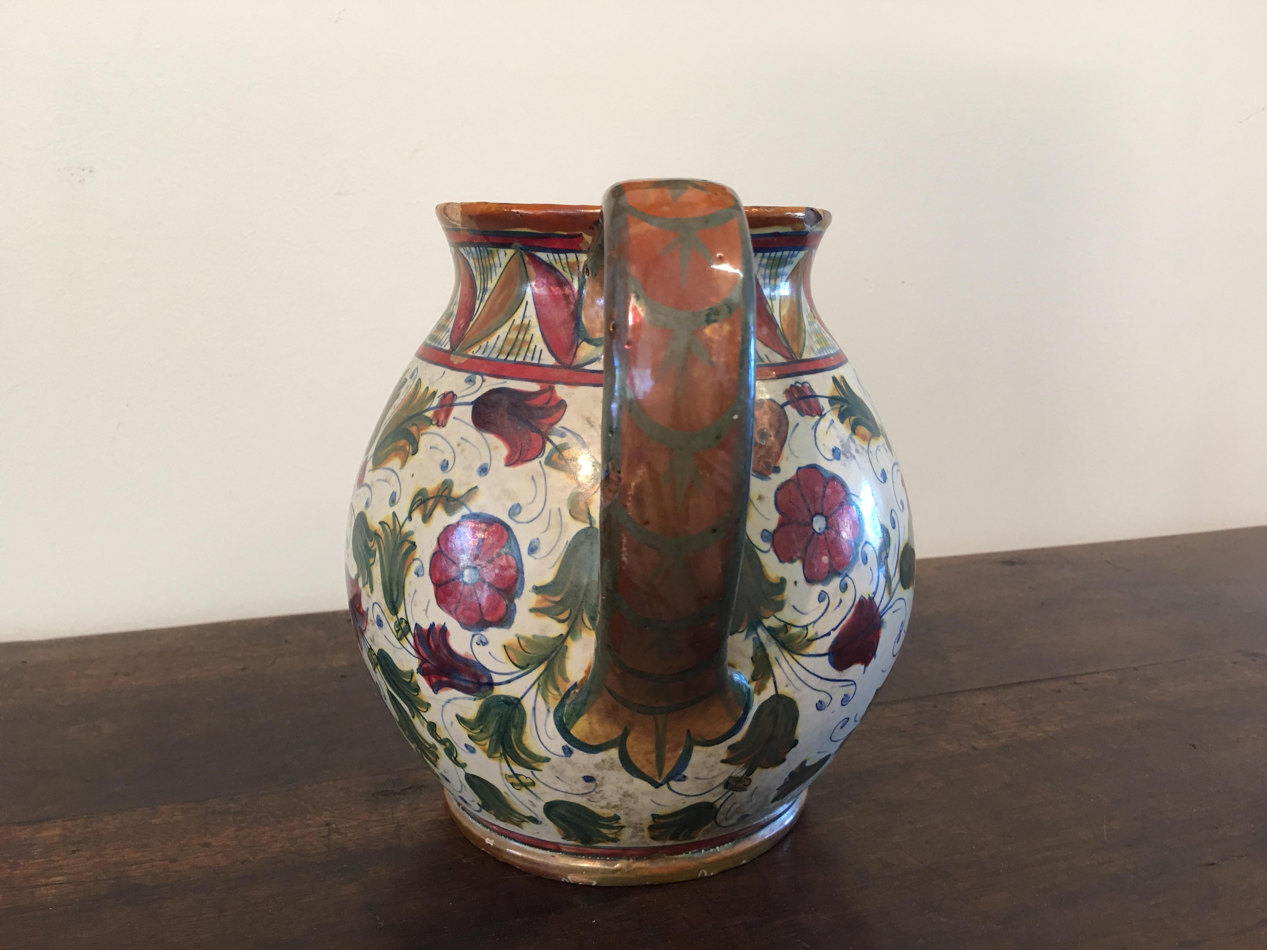 Jarro de agua italiano de Maiolica La Bella, Siglo XIX Italiano en venta