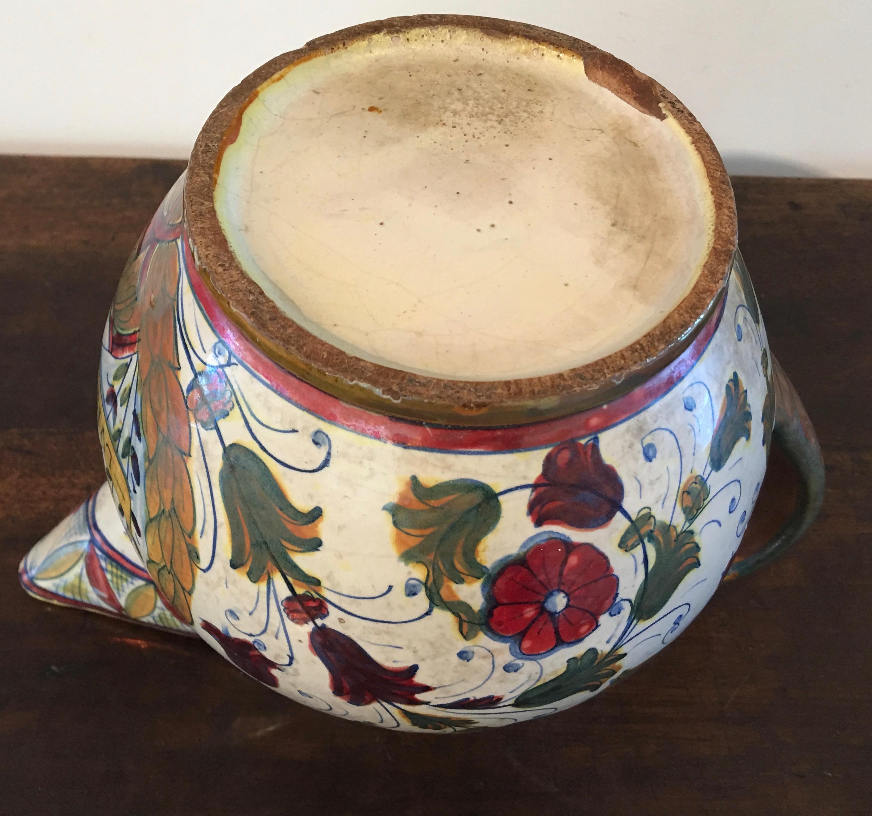 Jarro de agua italiano de Maiolica La Bella, Siglo XIX siglo XIX en venta