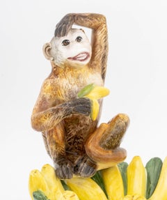 Italian Maiolica Monkey and Bananas Form Centerpiece