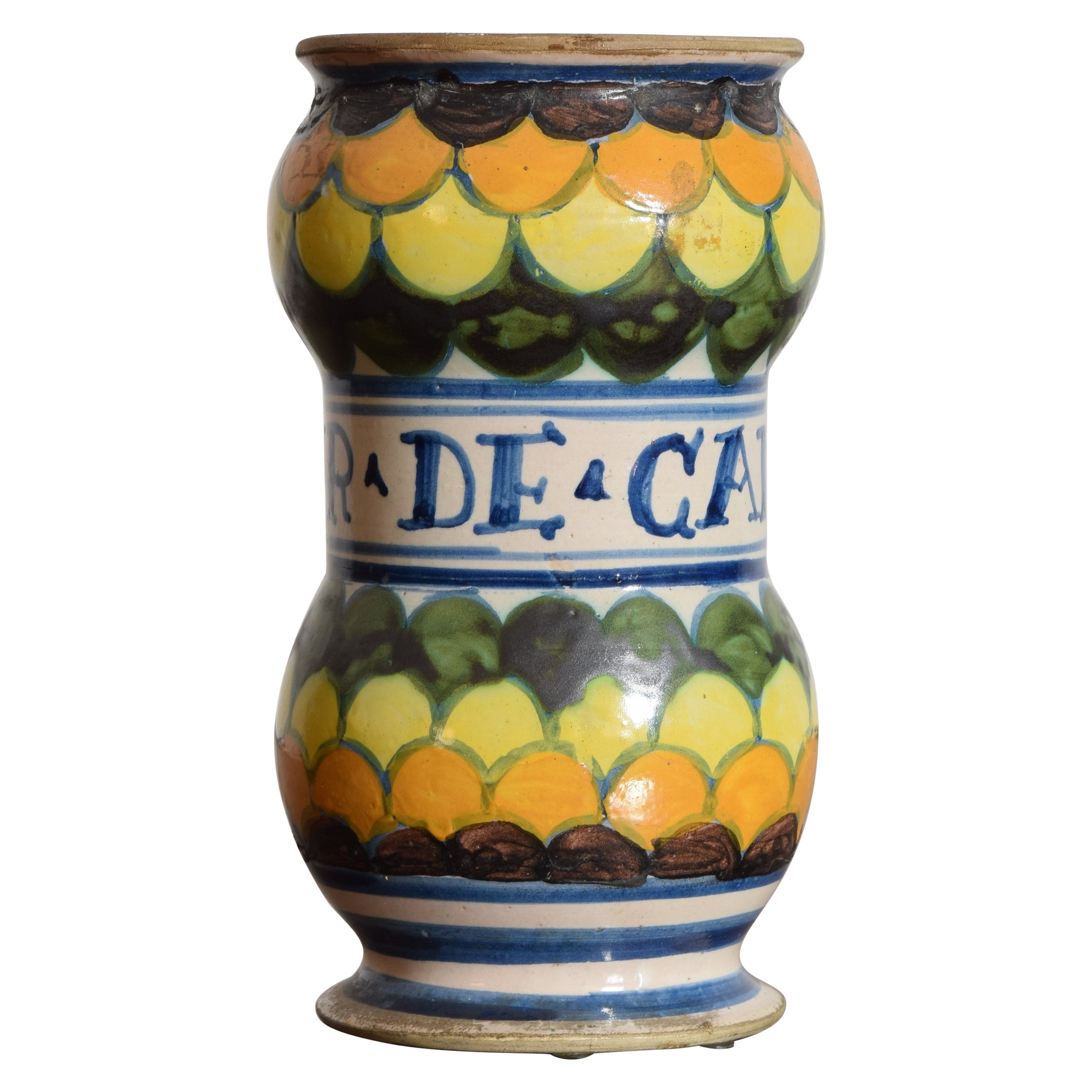 Vaso da farmacia in maiolica italiana