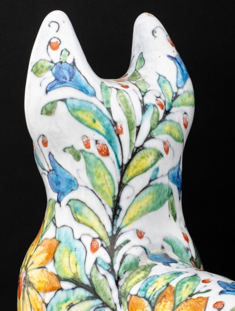 Italian Maiolica Seated Cat Sculpture For Sale 1
