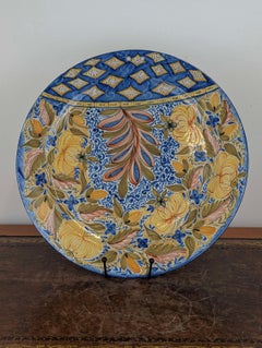 Italian Maiolica Tin-Glazed Charger with Polychrome Floral Decoration, 19th C