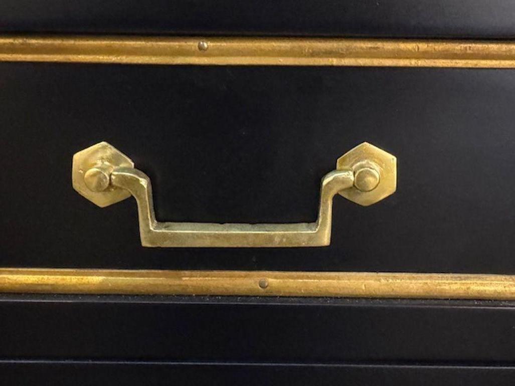 Contemporary Italian Maison Jansen Black Semanier with Brass Hardware For Sale