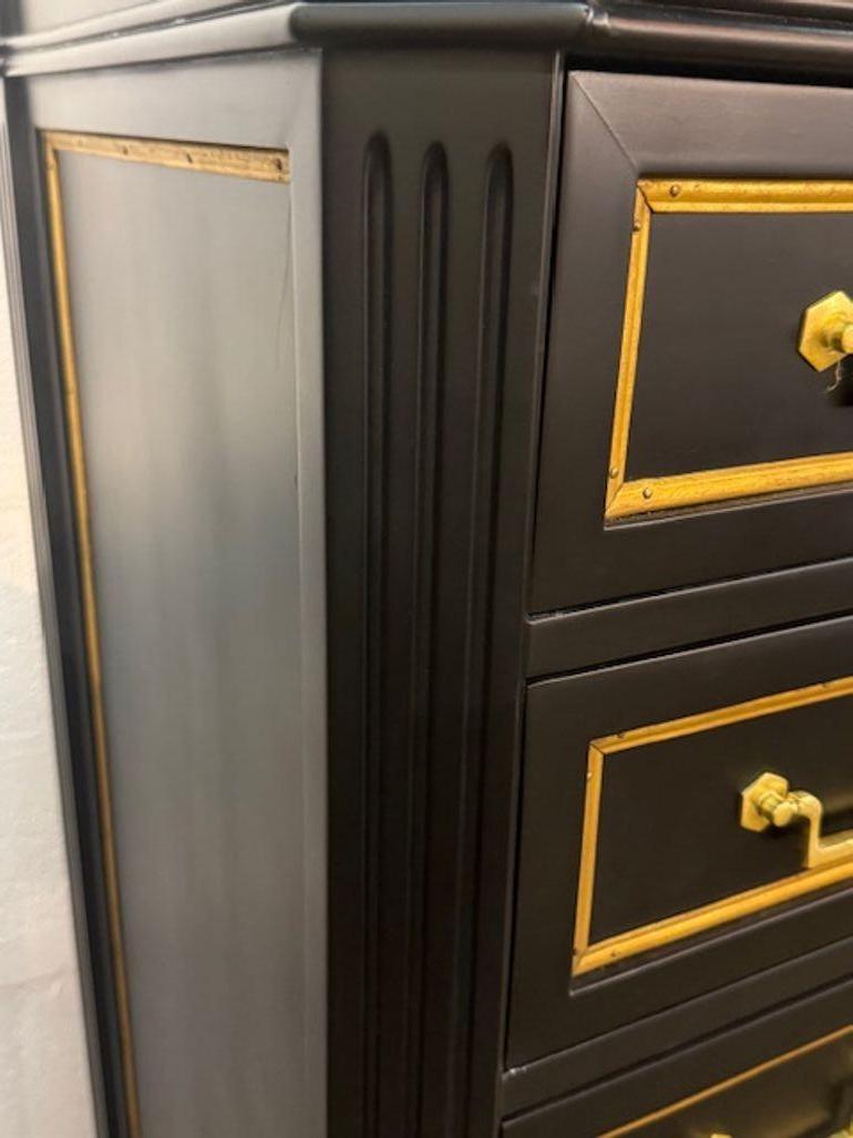 Italian Maison Jansen Black Semanier with Brass Hardware For Sale 1