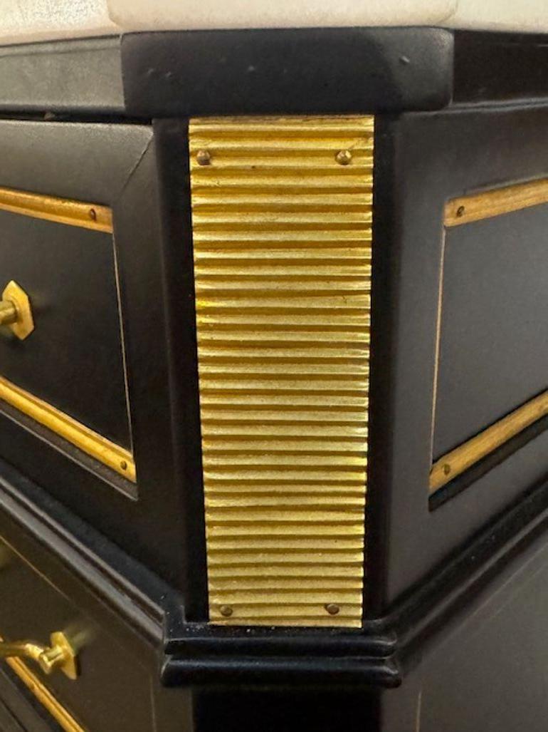 Italian Maison Jansen Black Semanier with Brass Hardware For Sale 2