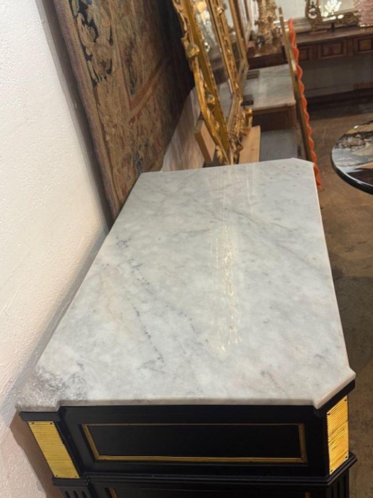 Italian Maison Jansen Black Semanier with Brass Hardware For Sale 3