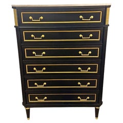Italian Maison Jansen Black Semanier with Brass Hardware