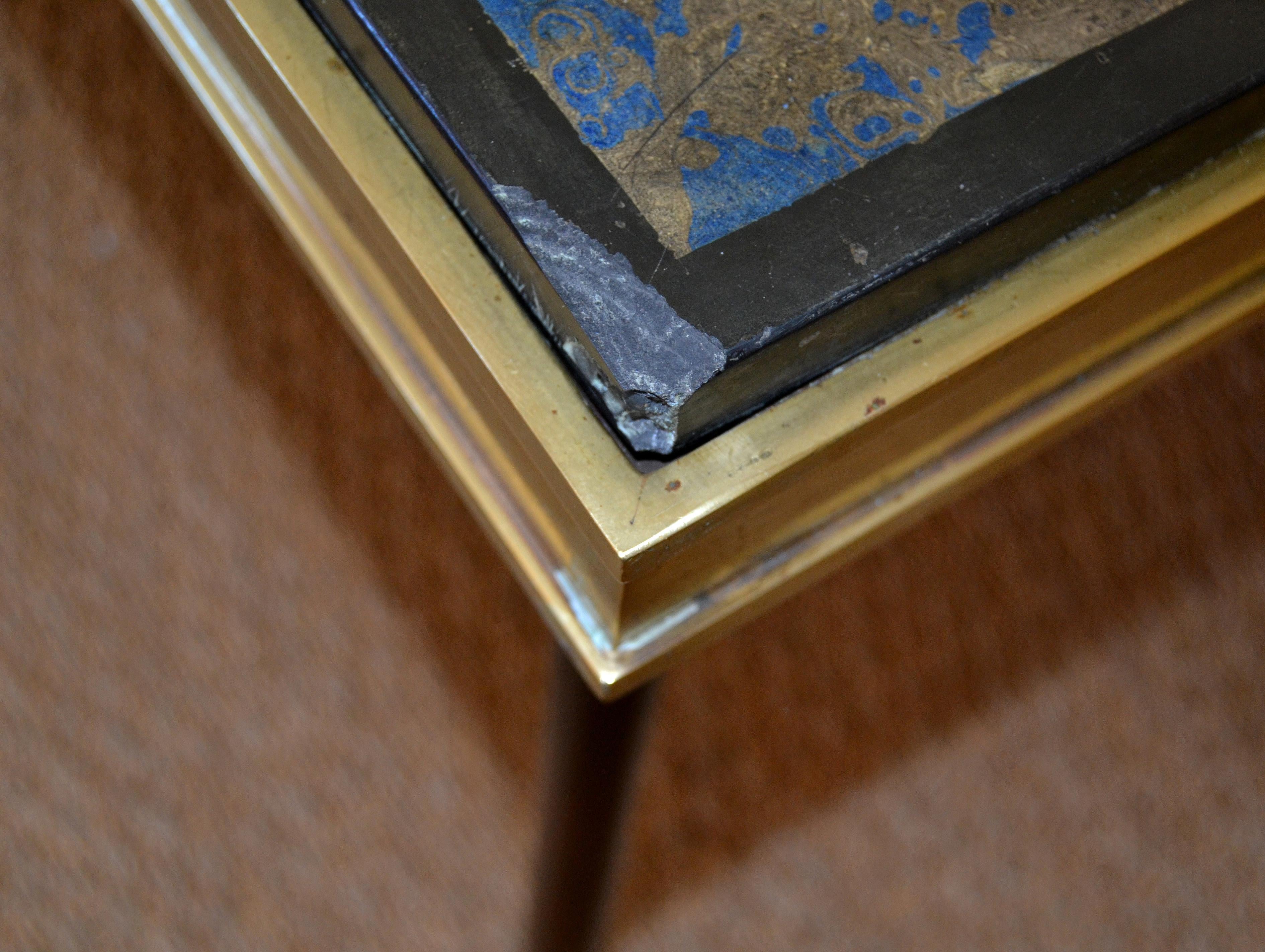Italian Maison Jansen Hand Painted Slate Marble & Bronze Low Coffee Table, 1920s 10