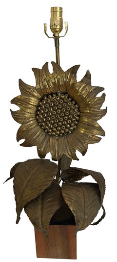Italian Maison Rassi Large Brass Sunflower Lamp