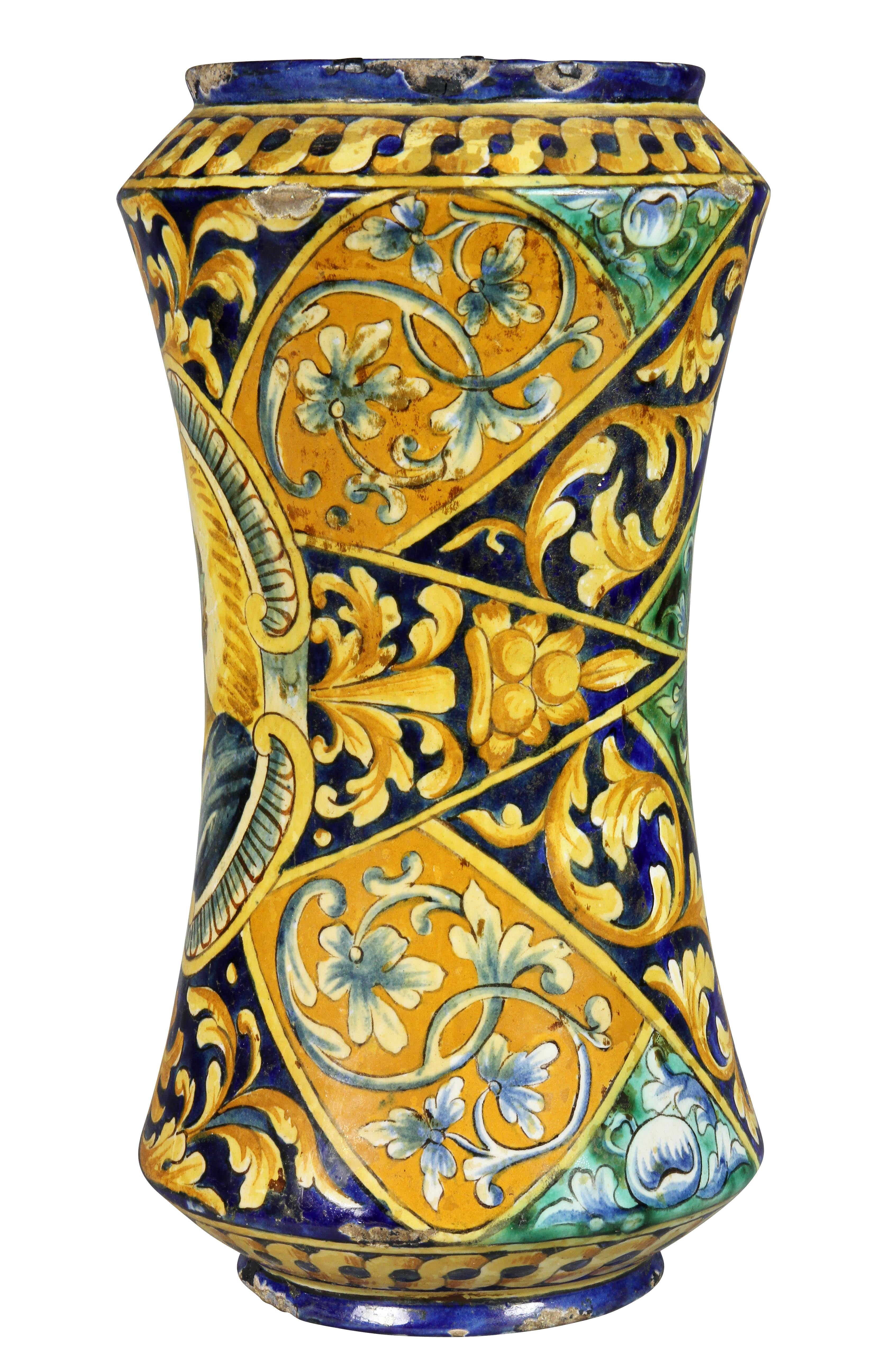 Italian Majolica Albarello or Apothecary Jar 1