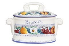 Italian Majolica Biscotti and Cioccolatini Jars, Set of 2