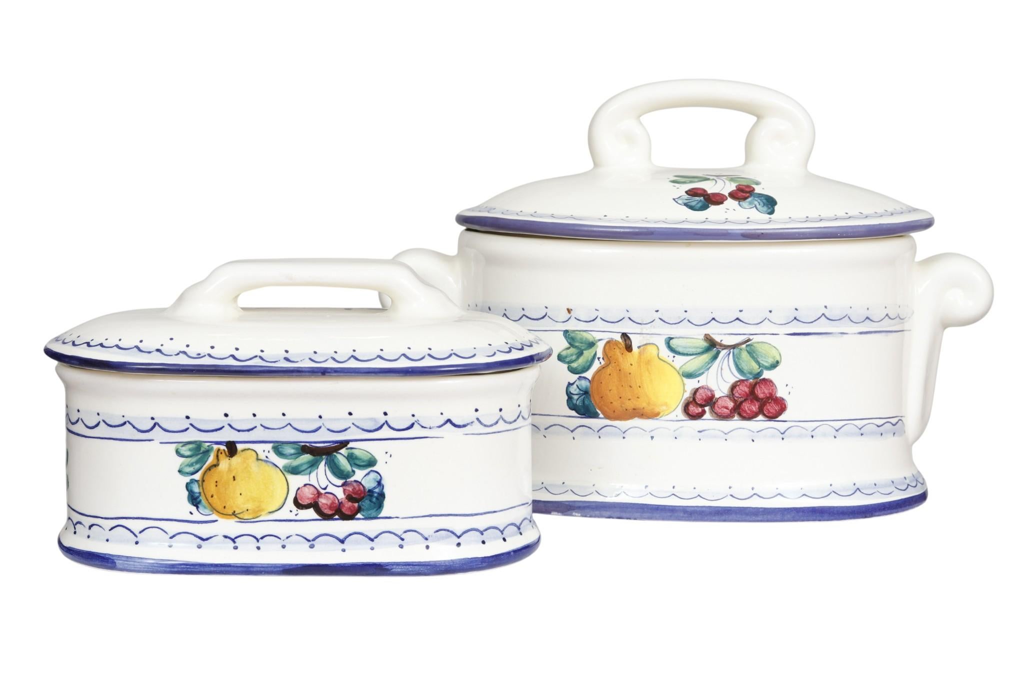 20th Century Italian Majolica Biscotti and Cioccolatini Jars, Set of 2 For Sale