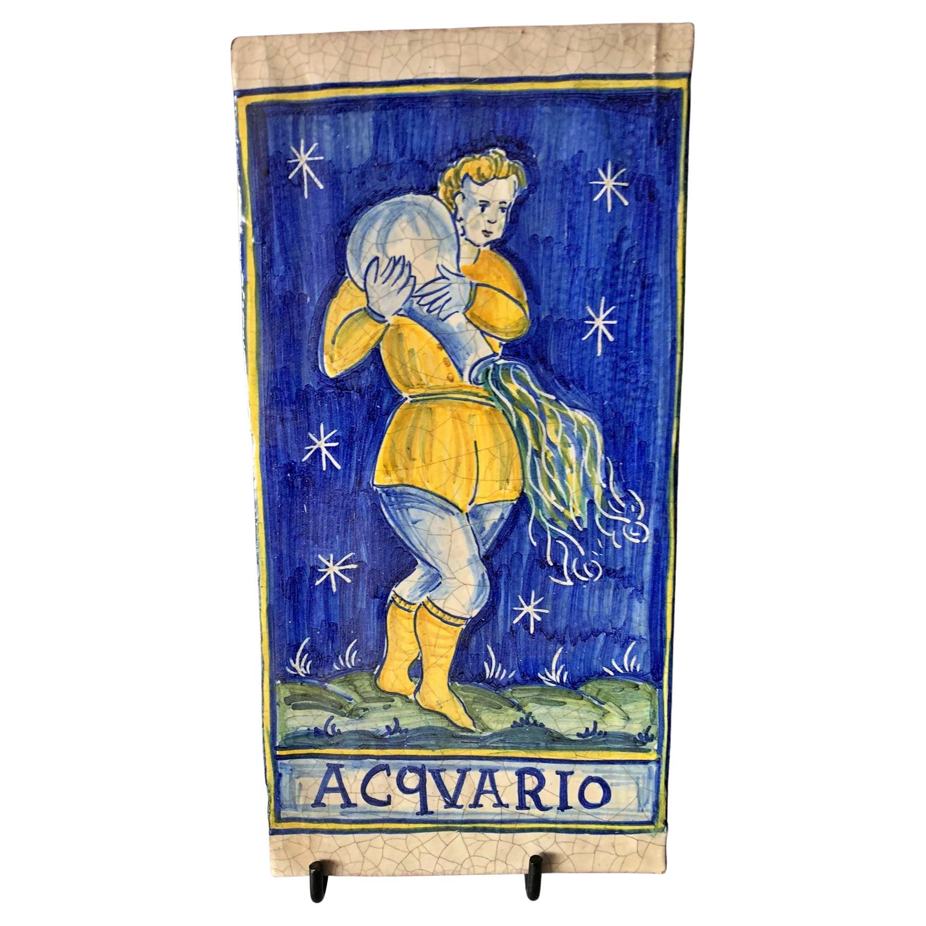 Italian Majolica "Castelli" 20th Century " Aquarius " For Sale