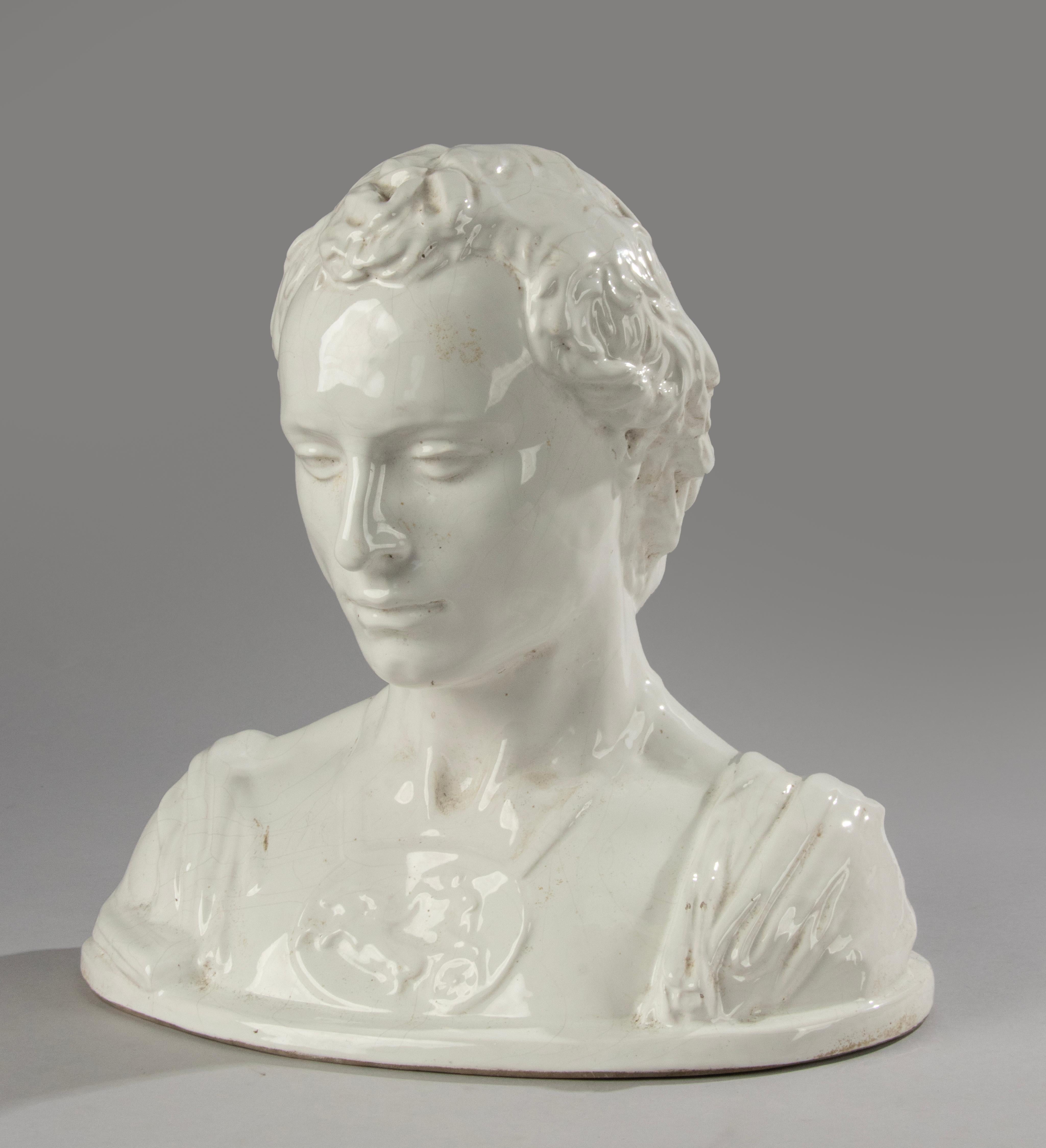 Italian Majolica ceramic Bust of a Man - Roman Empire Style For Sale 14