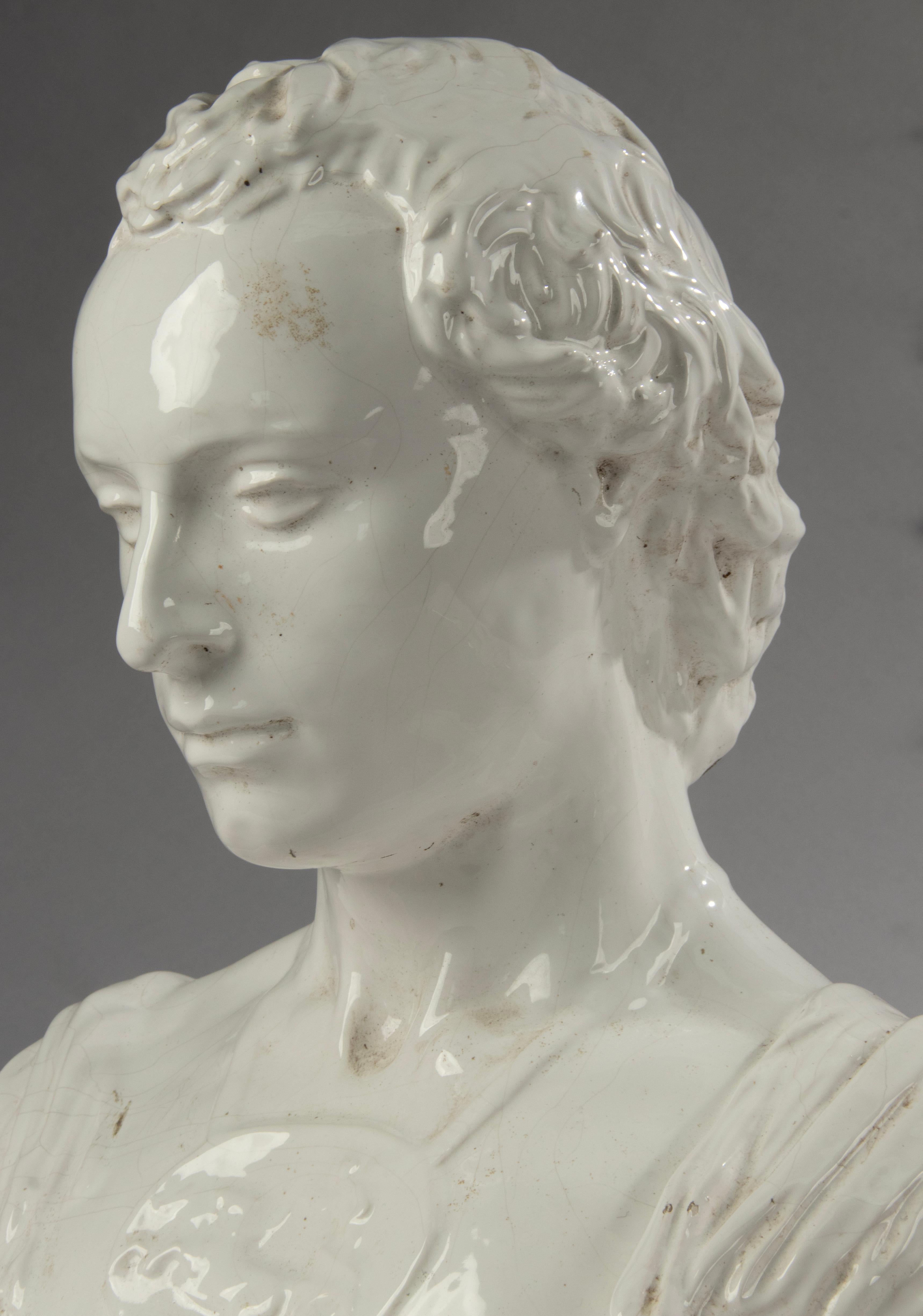 Céramique Buste d'homme en céramique majolique italienne - Style Empire romain en vente