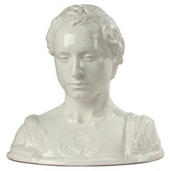 Busto de hombre de cerámica mayólica italiana - Estilo Imperio Romano
