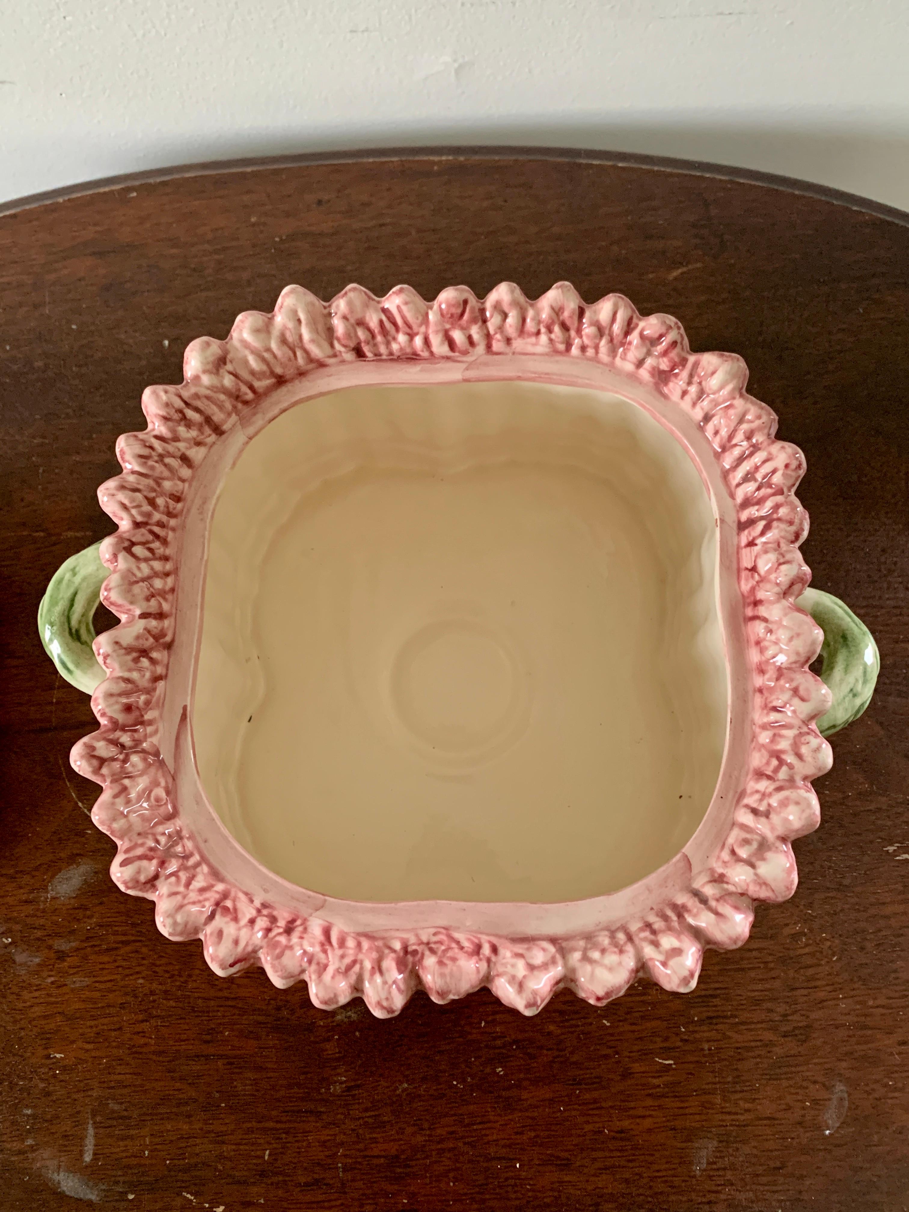 Italian Majolica Ceramic Trompe l'Oeil Asparagus Covered Dish For Sale 3