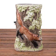 Italian Majolica Fox Hunt Umbrella Stand