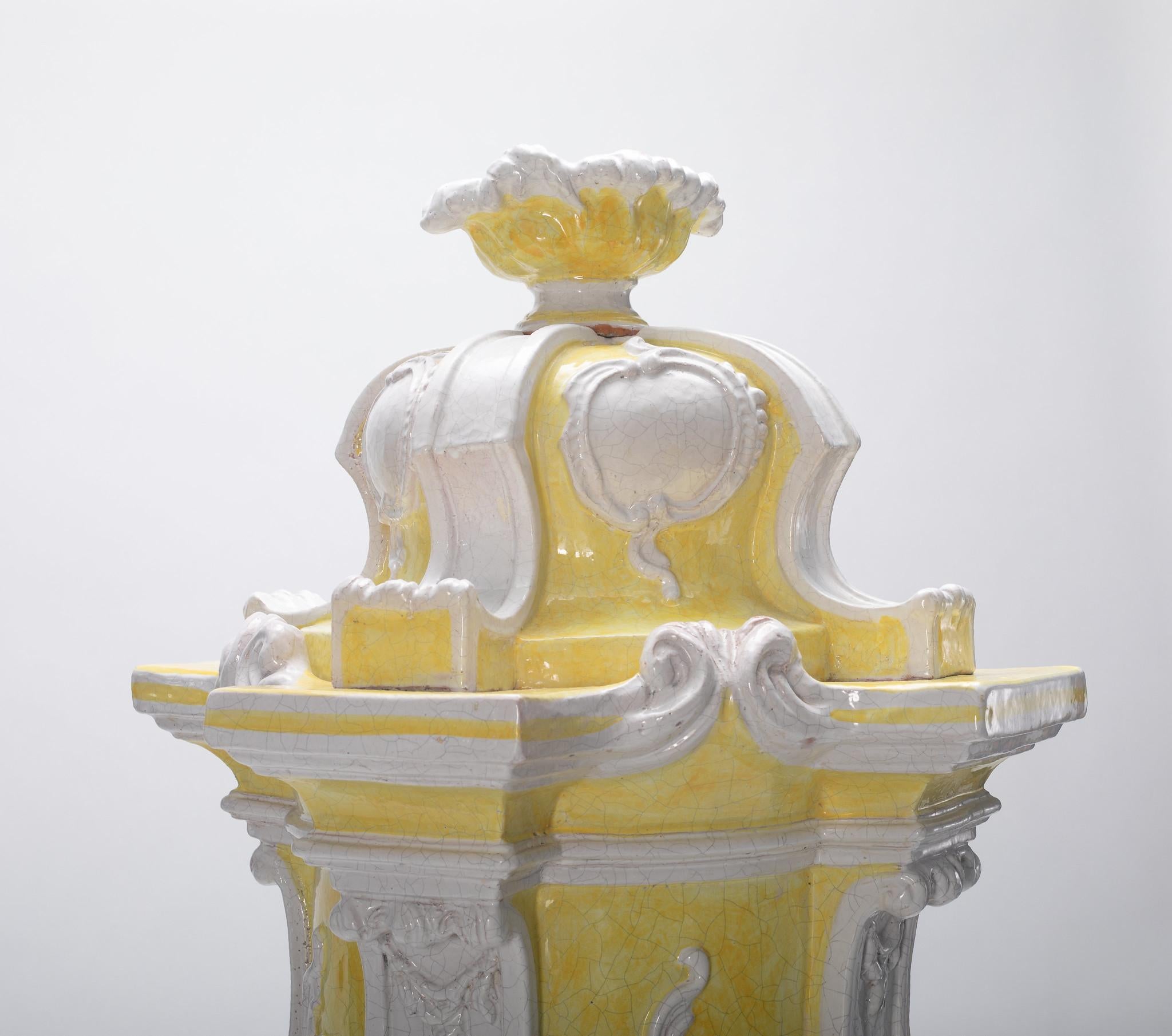 Italian Majolica Glazed Terra Cotta Stove In Good Condition For Sale In Houston, TX