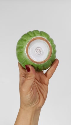 Italian Majolica Gravy Boat in the shape of a Green Tomato by Italica ARS, 70s