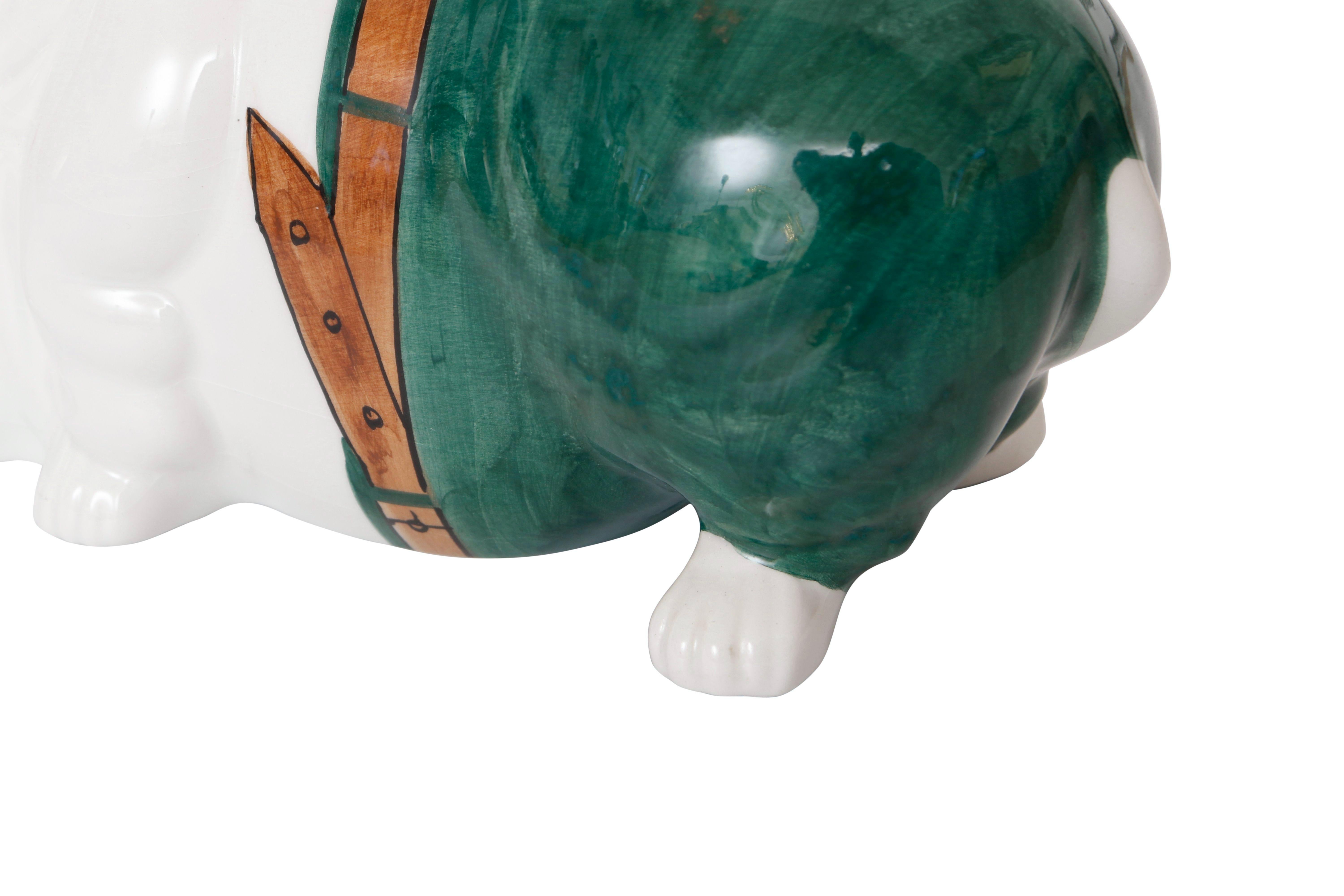 Ceramic Italian Majolica Hippopotamus For Sale