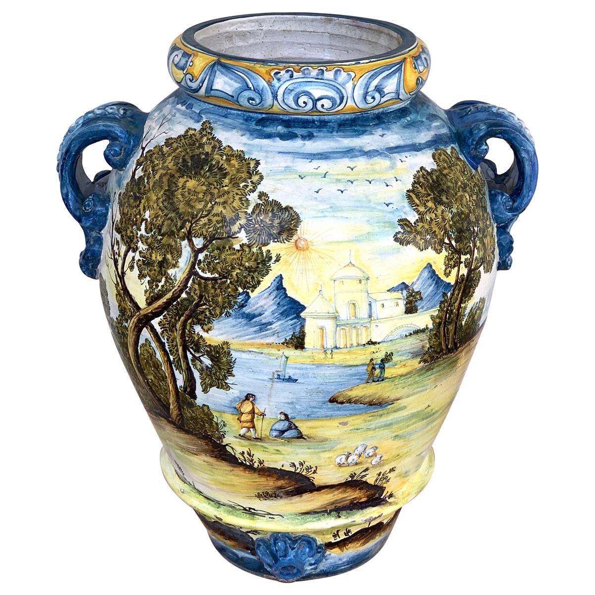 Italian Majolica Vase 48 For Sale on 1stDibs