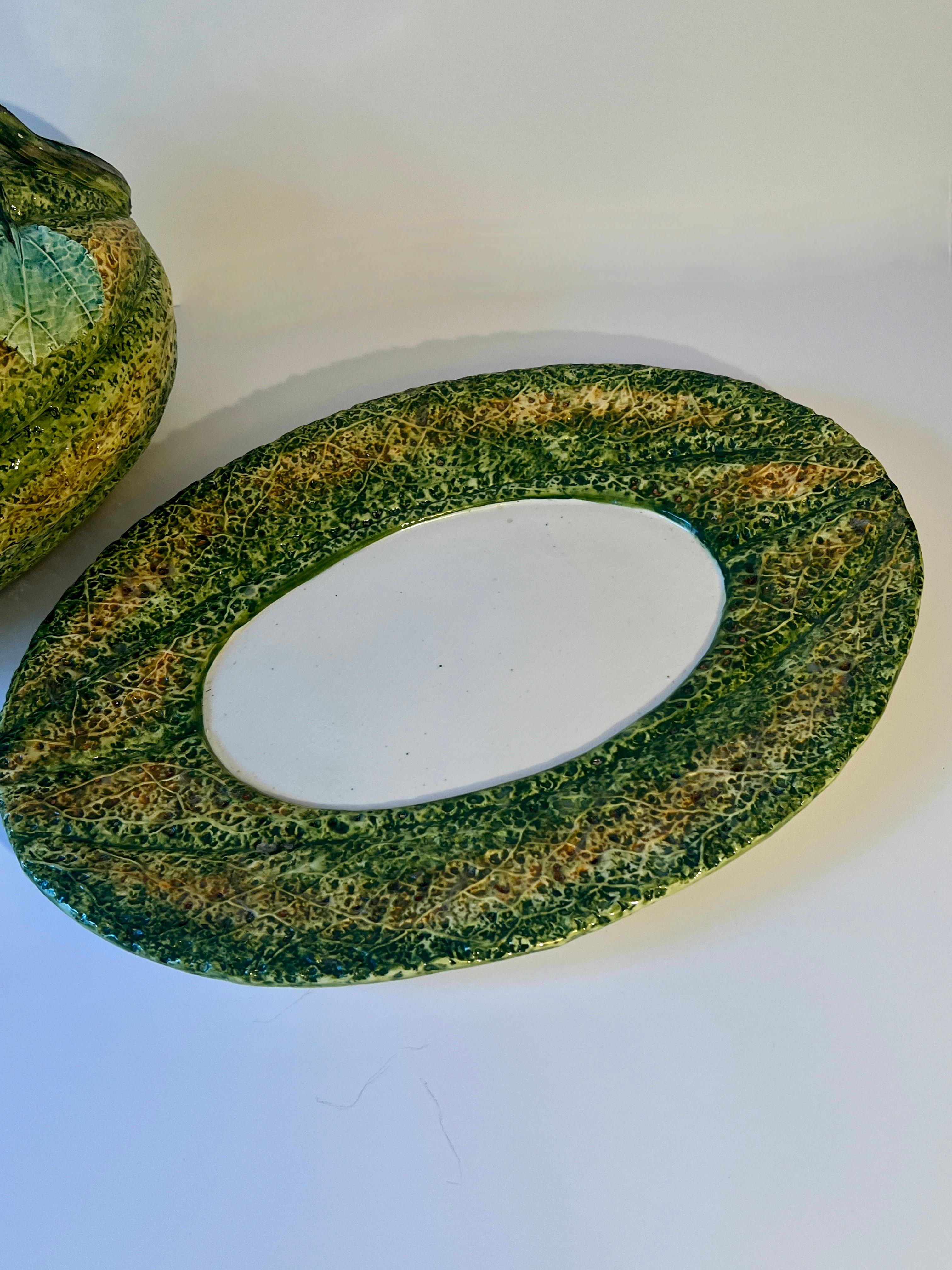 Zuppiera in maiolica italiana Meiselman con mestolo e piatto di portata 3