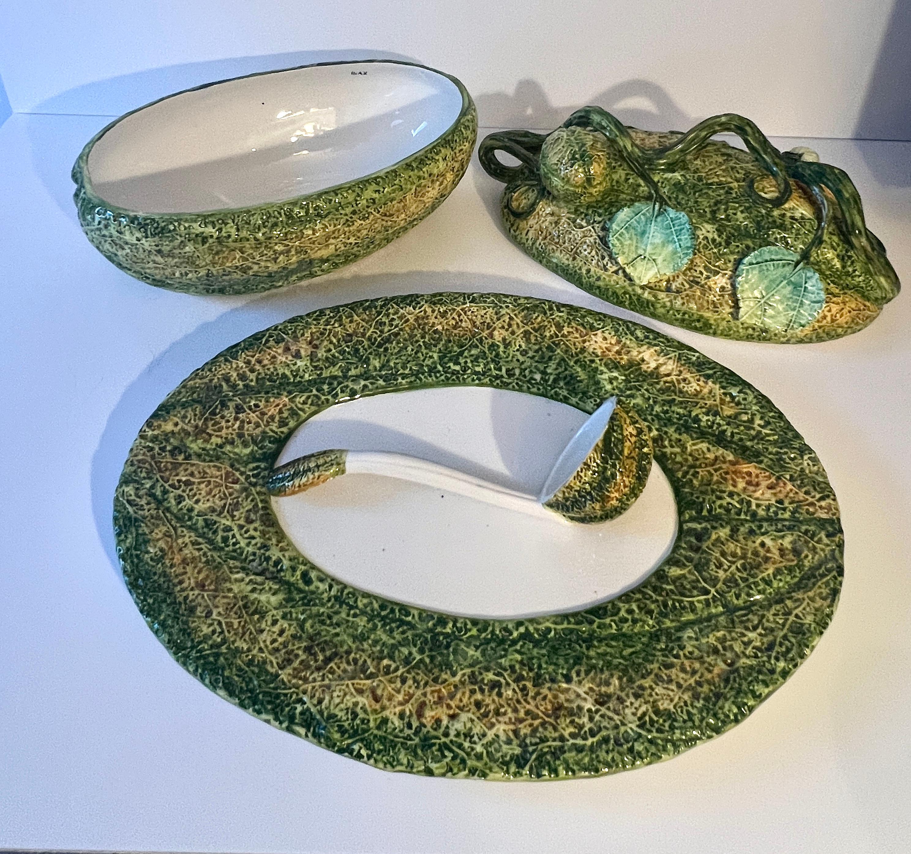 Zuppiera in maiolica italiana Meiselman con mestolo e piatto di portata 7