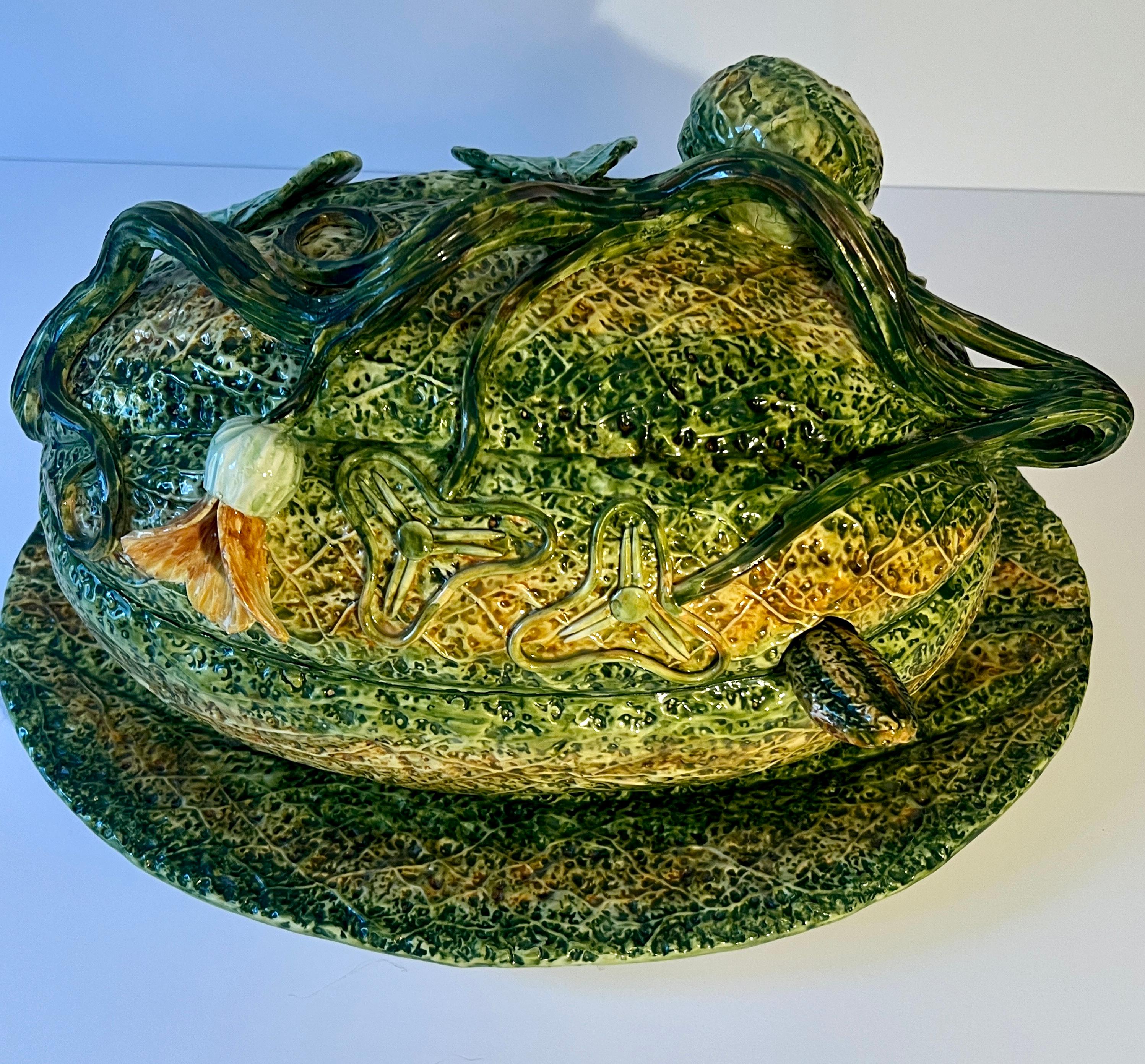 Italiano Zuppiera in maiolica italiana Meiselman con mestolo e piatto di portata