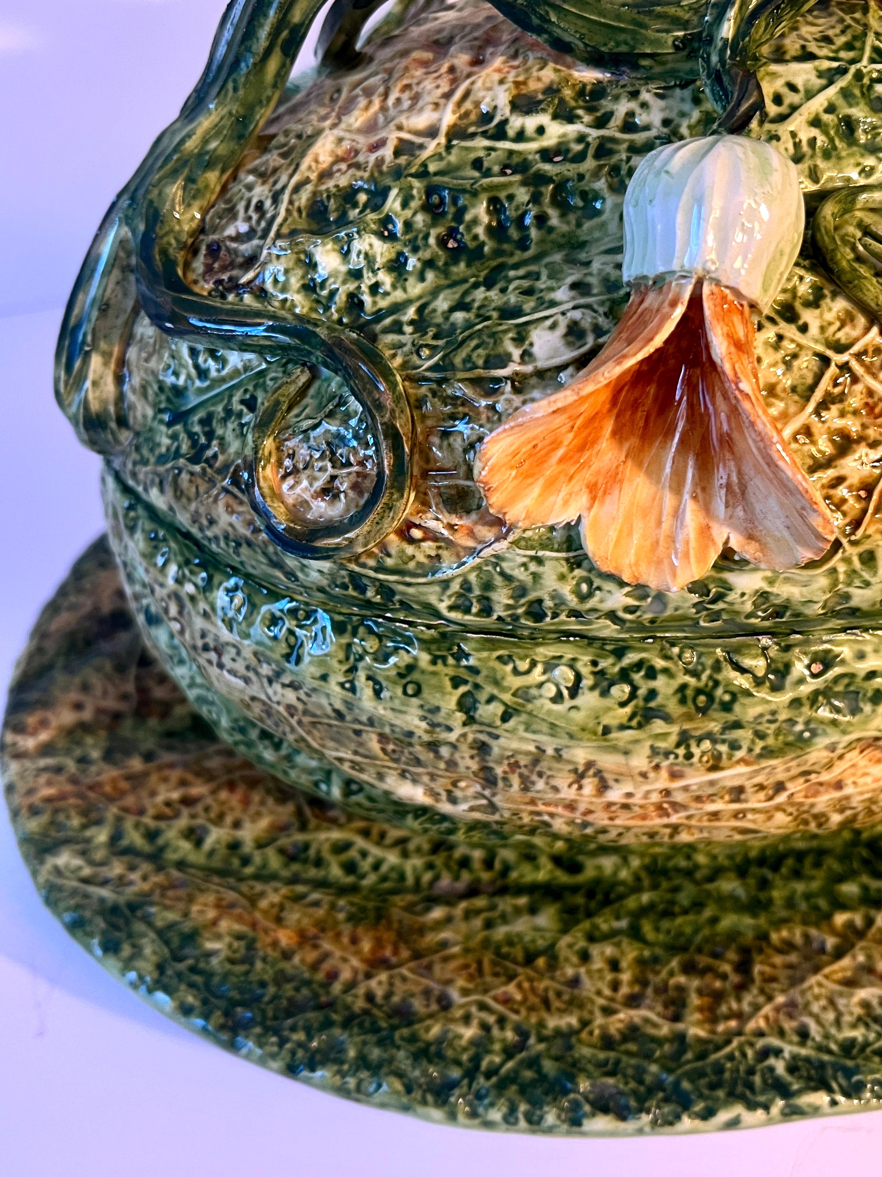 Fatto a mano Zuppiera in maiolica italiana Meiselman con mestolo e piatto di portata
