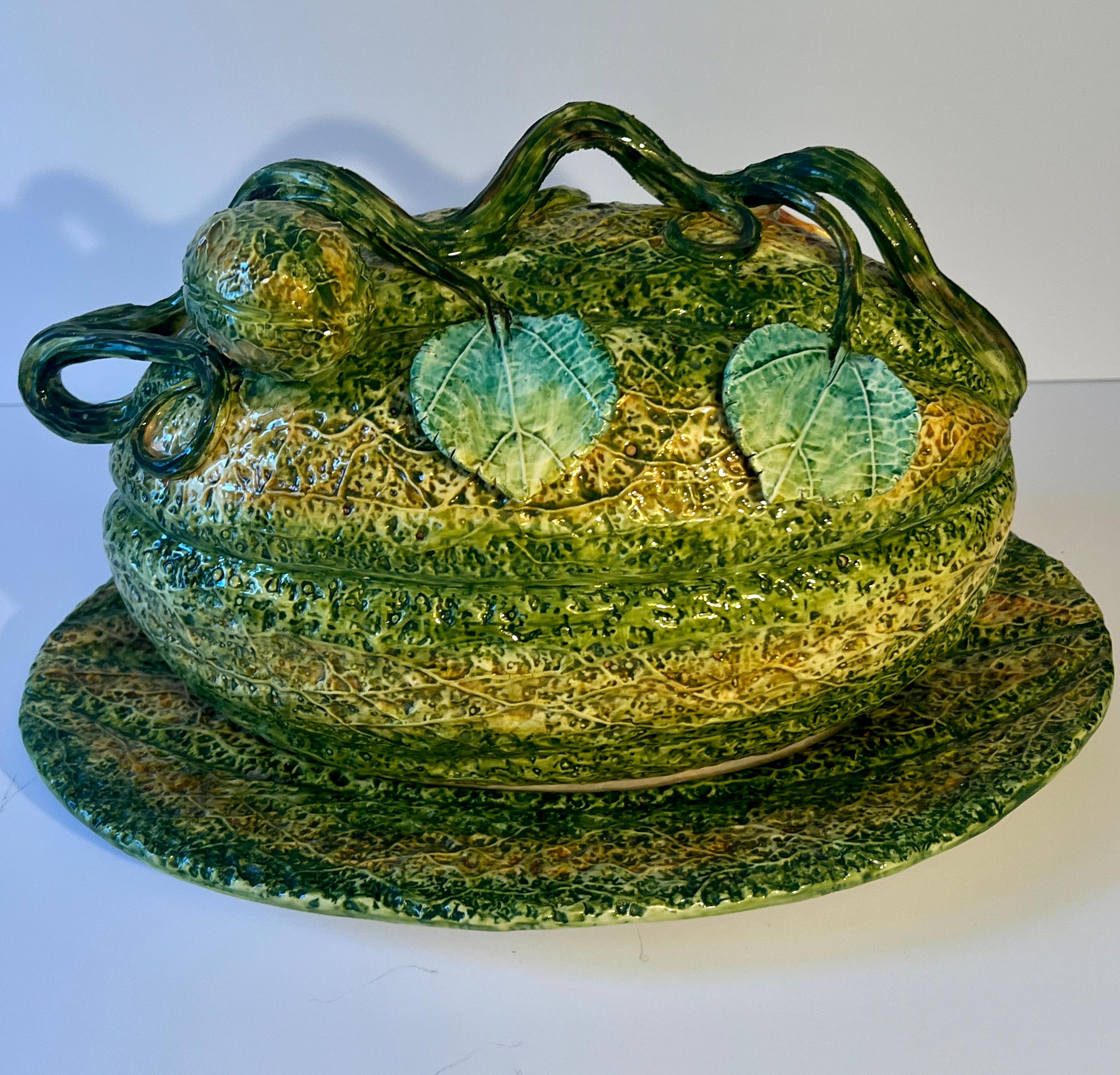 Zuppiera in maiolica italiana Meiselman con mestolo e piatto di portata 2