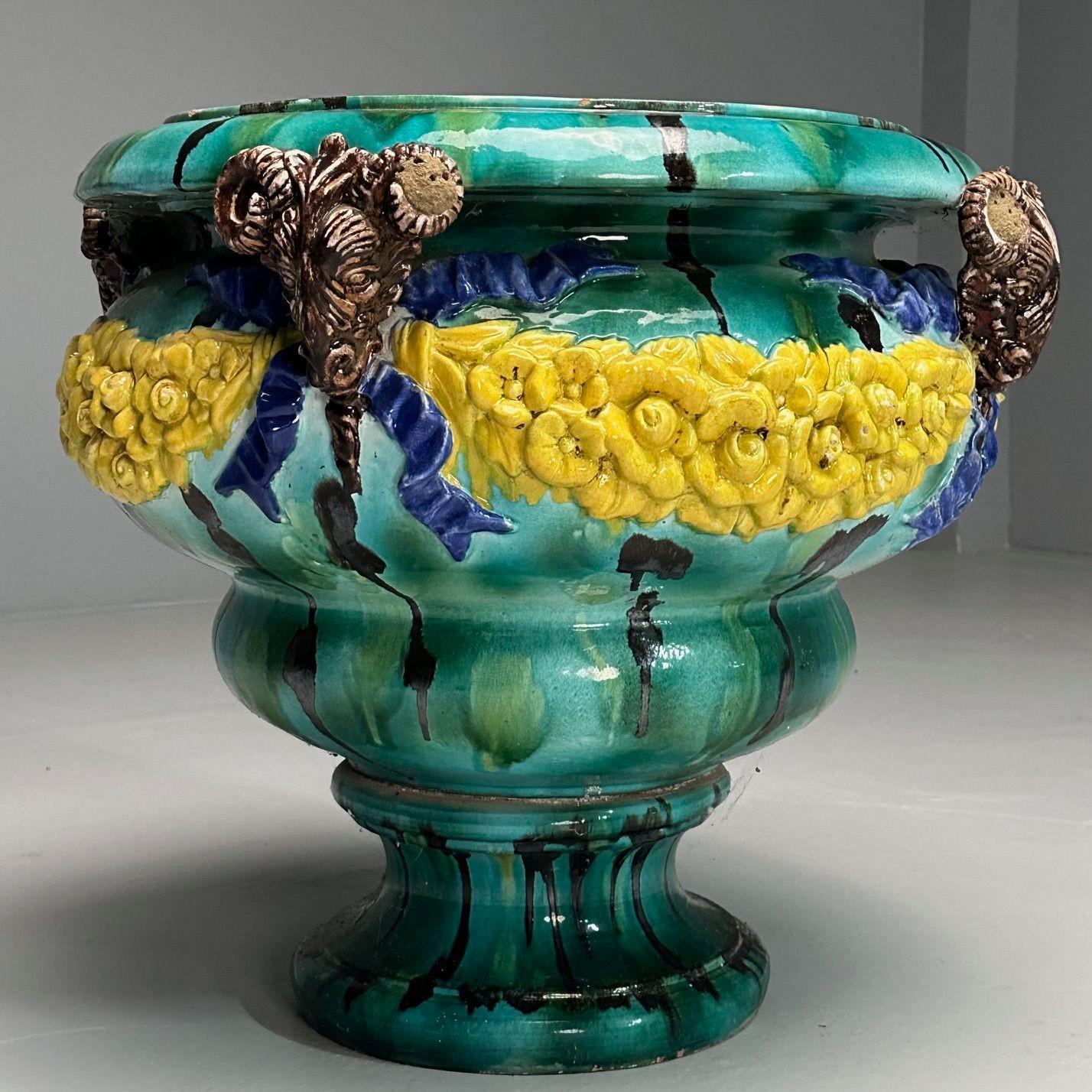 Baroque Italian, Majolica, Modern, Palatial Jardinière or Planter, Outdoor, Italy, 1930 For Sale