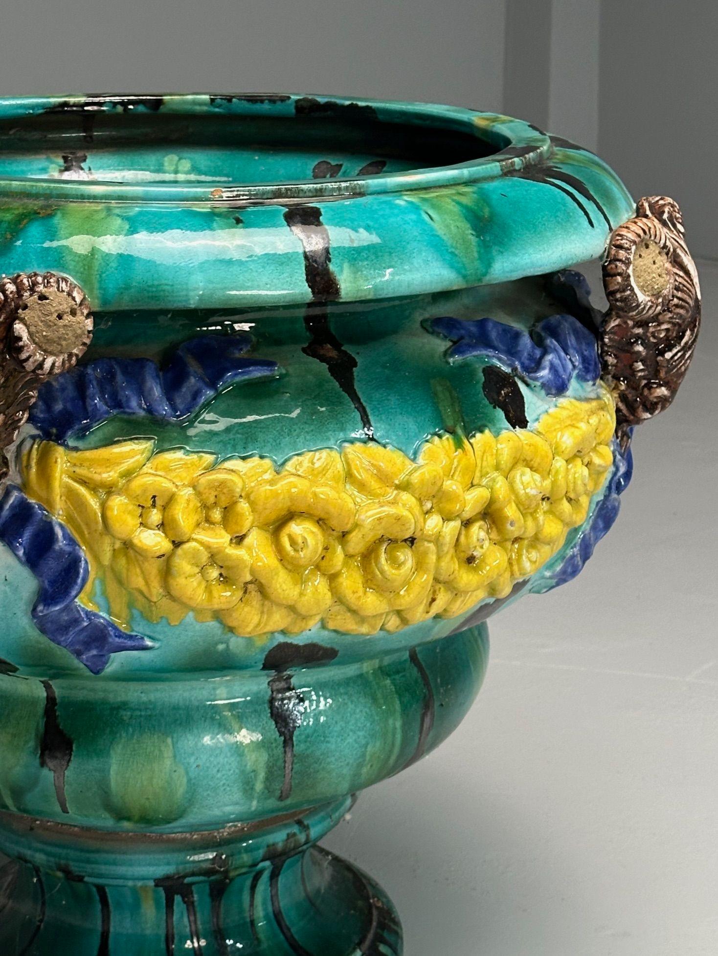 20th Century Italian, Majolica, Modern, Palatial Jardinière or Planter, Outdoor, Italy, 1930 For Sale