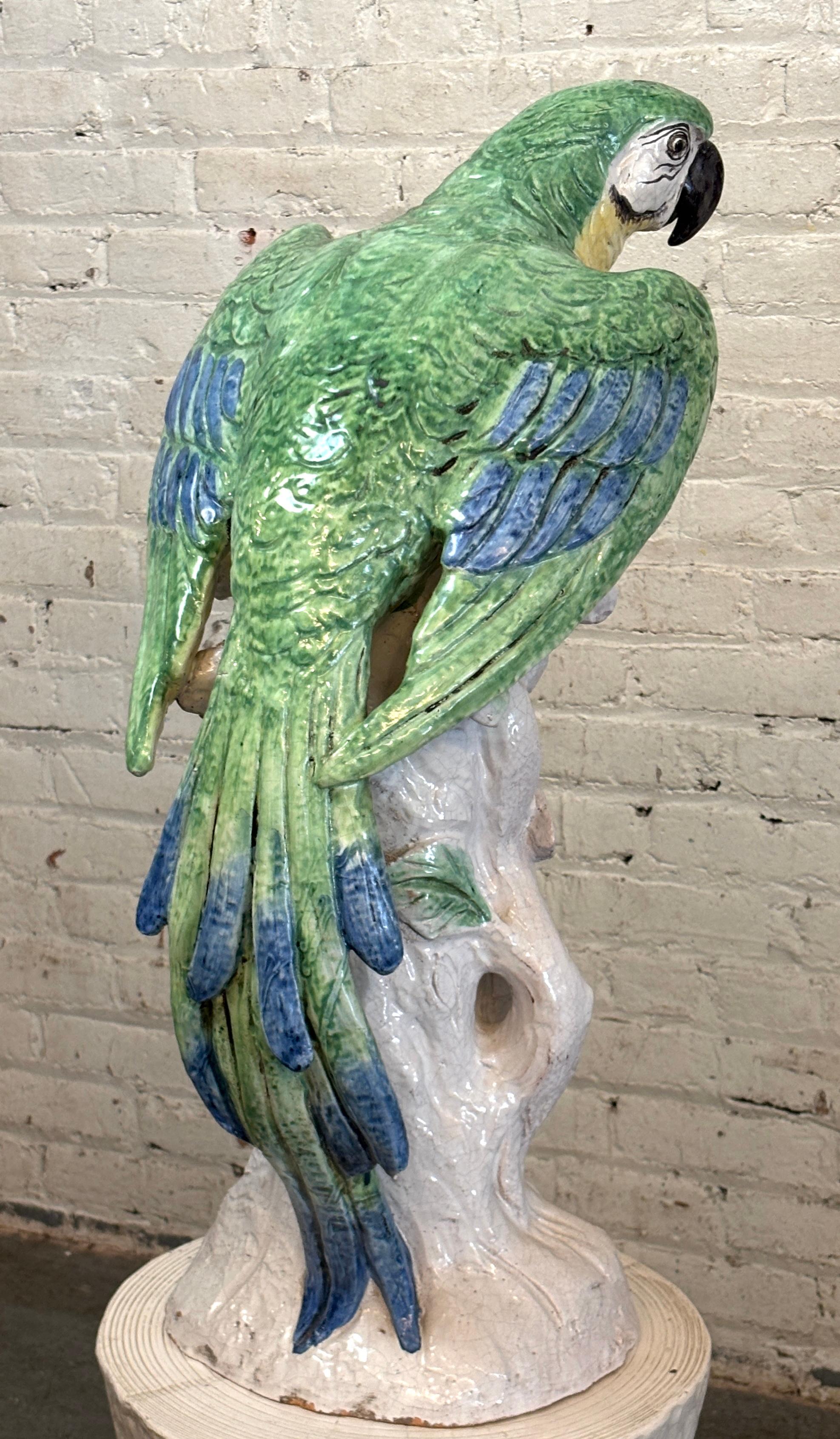 Loro pintado de mayólica italiana en Bueno estado para la venta en Brooklyn, NY