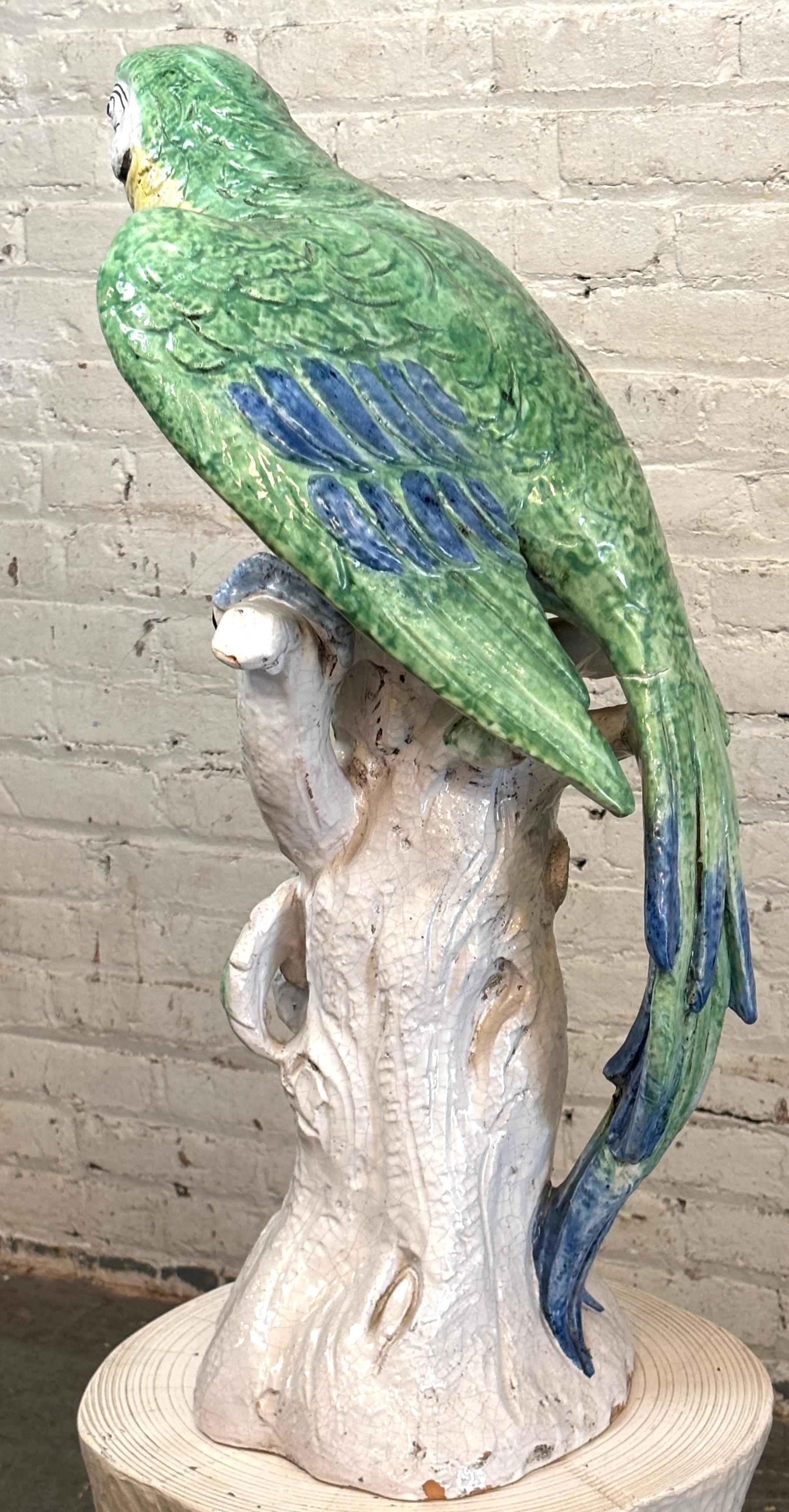 Loro pintado de mayólica italiana siglo XX en venta