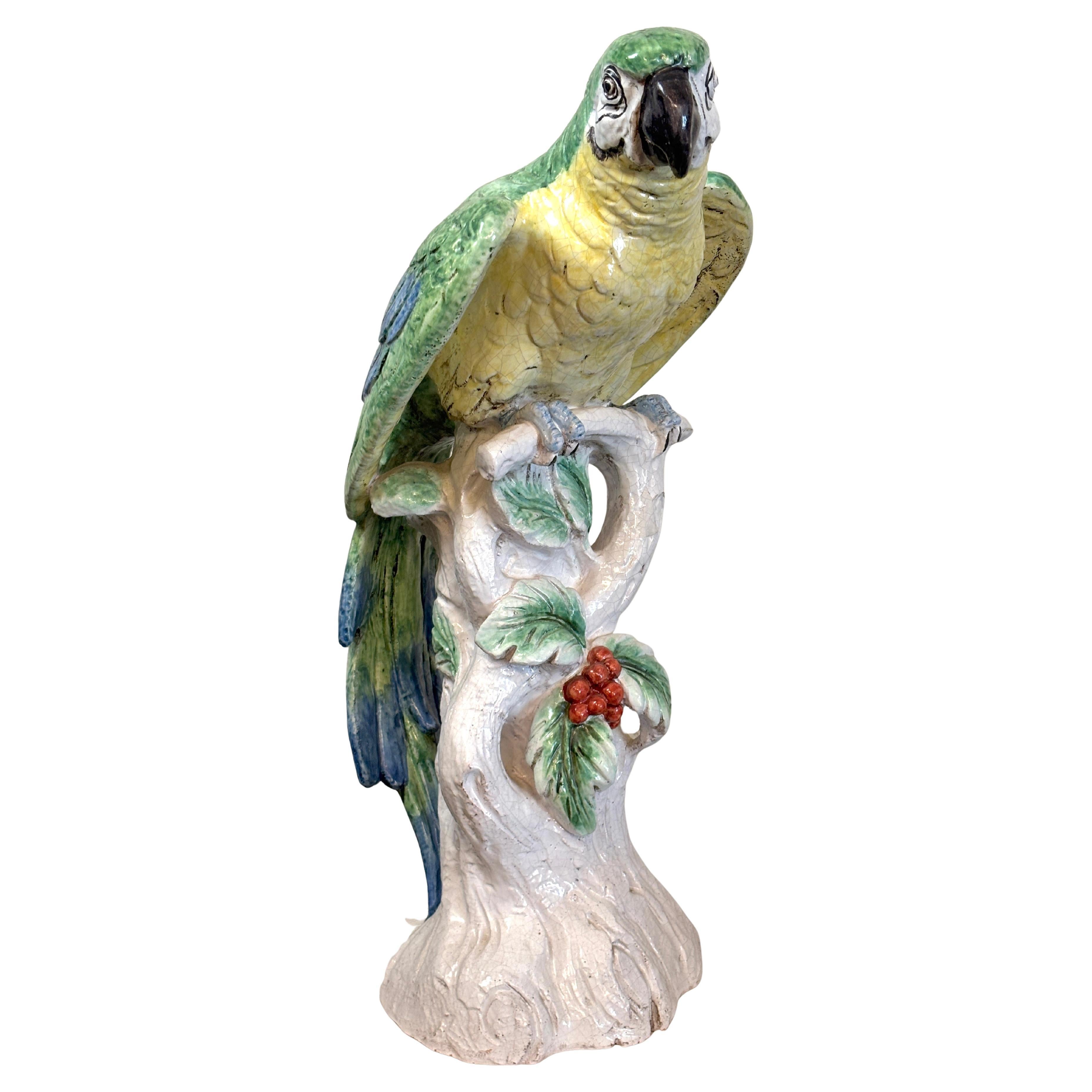 Loro pintado de mayólica italiana en venta