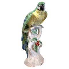 Italian Majolica Painted Parrot