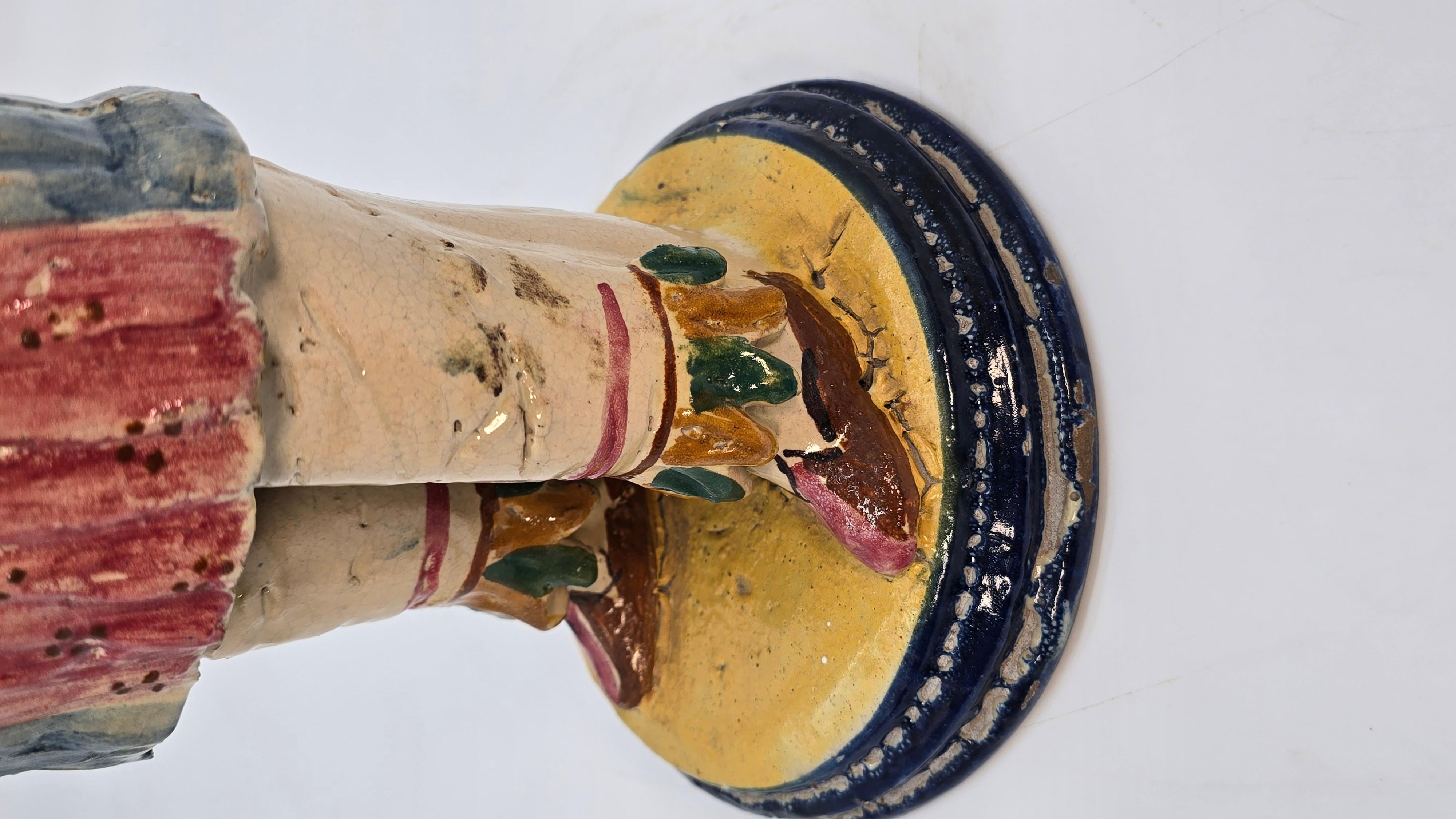 Italian majolica pottery figure of traditional Pulcinella, hand modelled in clay For Sale 8