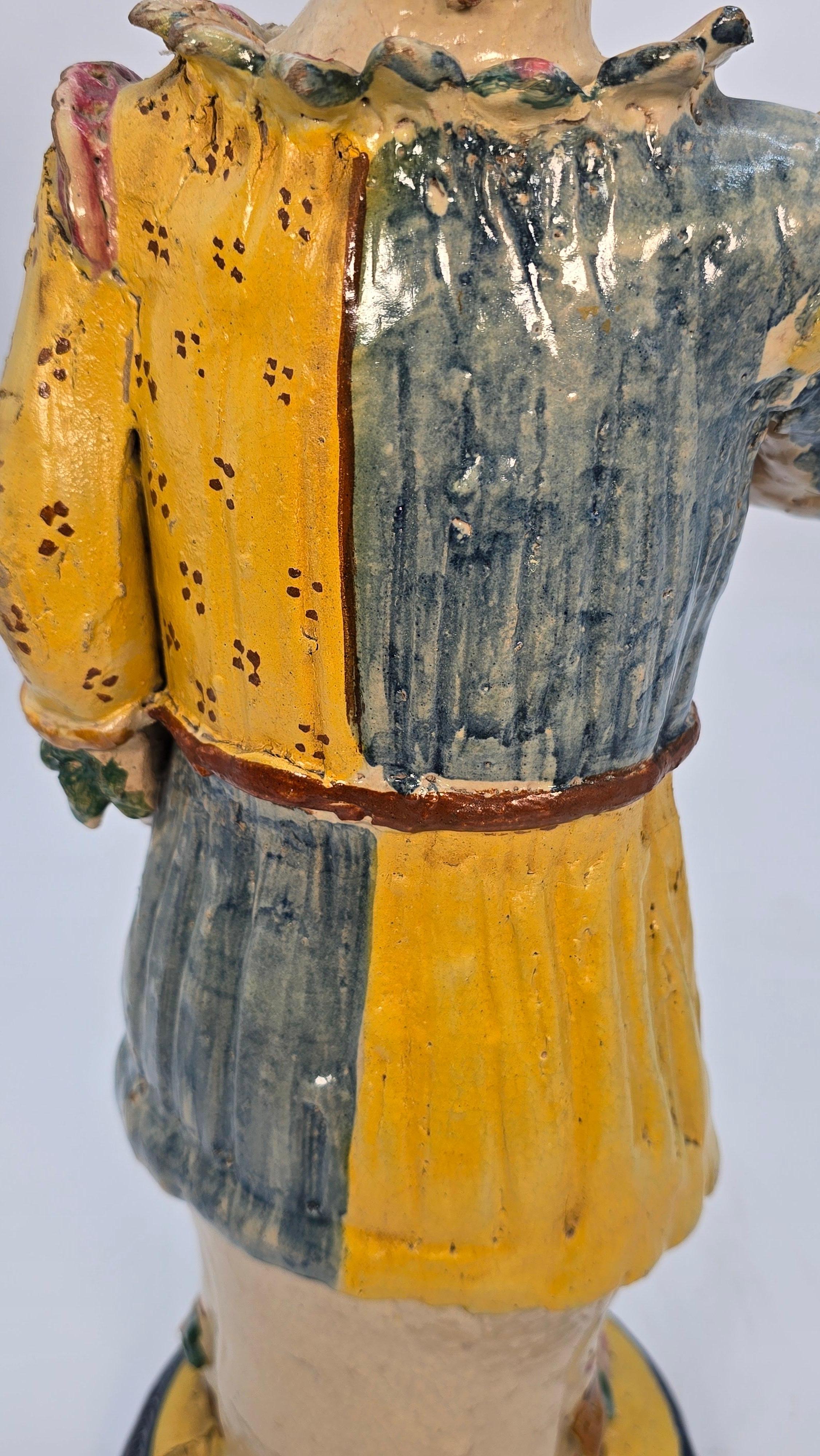 Italian majolica pottery figure of traditional Pulcinella, hand modelled in clay For Sale 10
